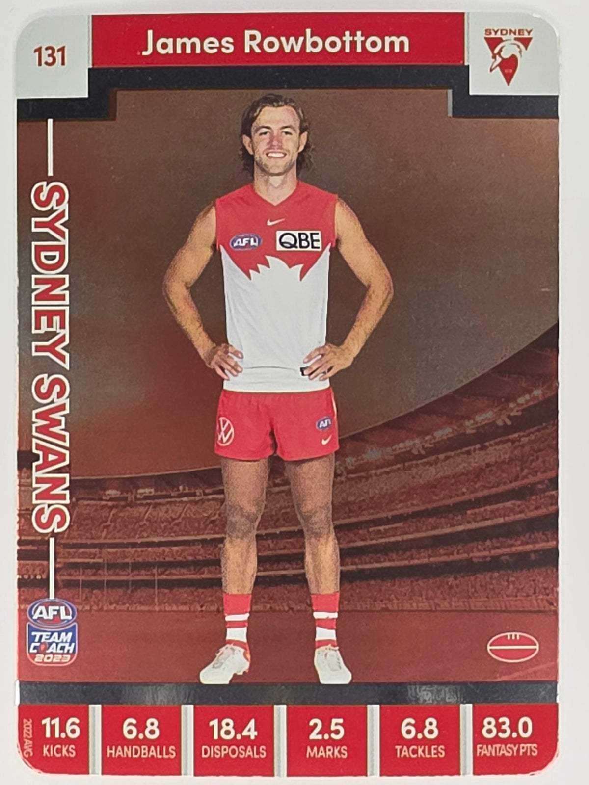 AFL 2023 TeamCoach Silver Parallel #131 James Rowbottom Sydney Swans
