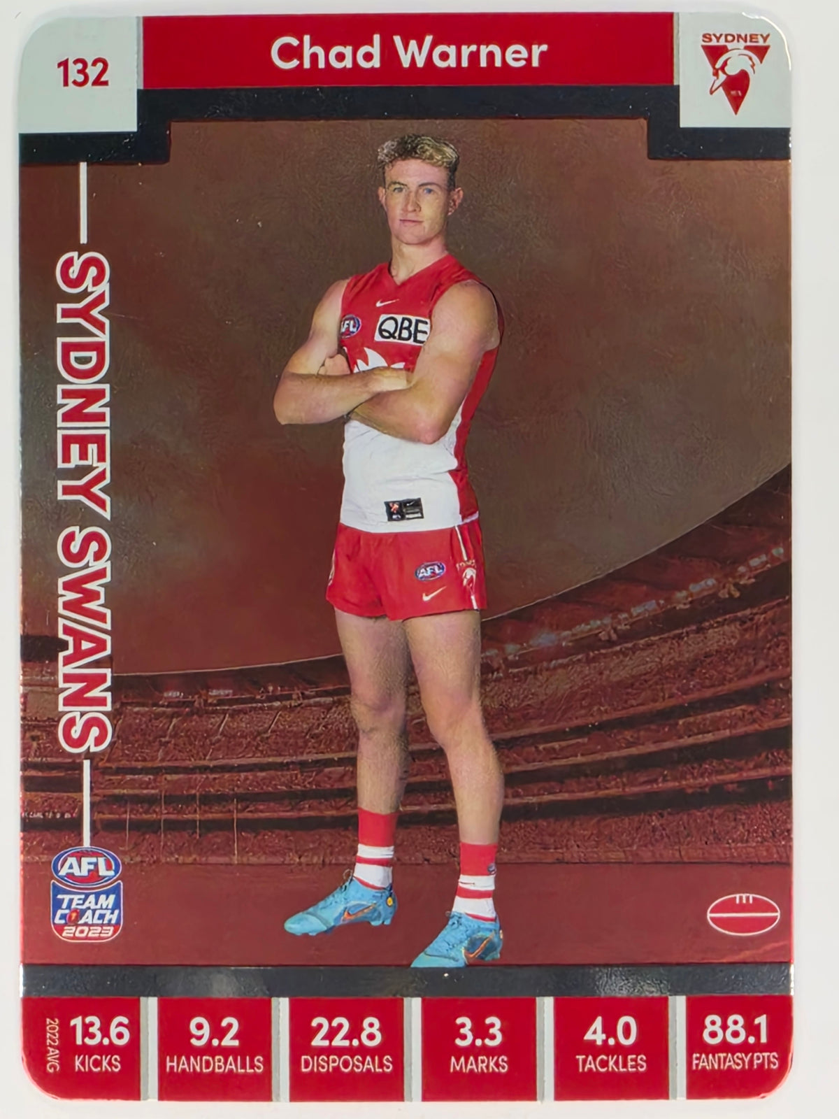 AFL 2023 TeamCoach Silver Parallel #132 Chad Warner Sydney Swans