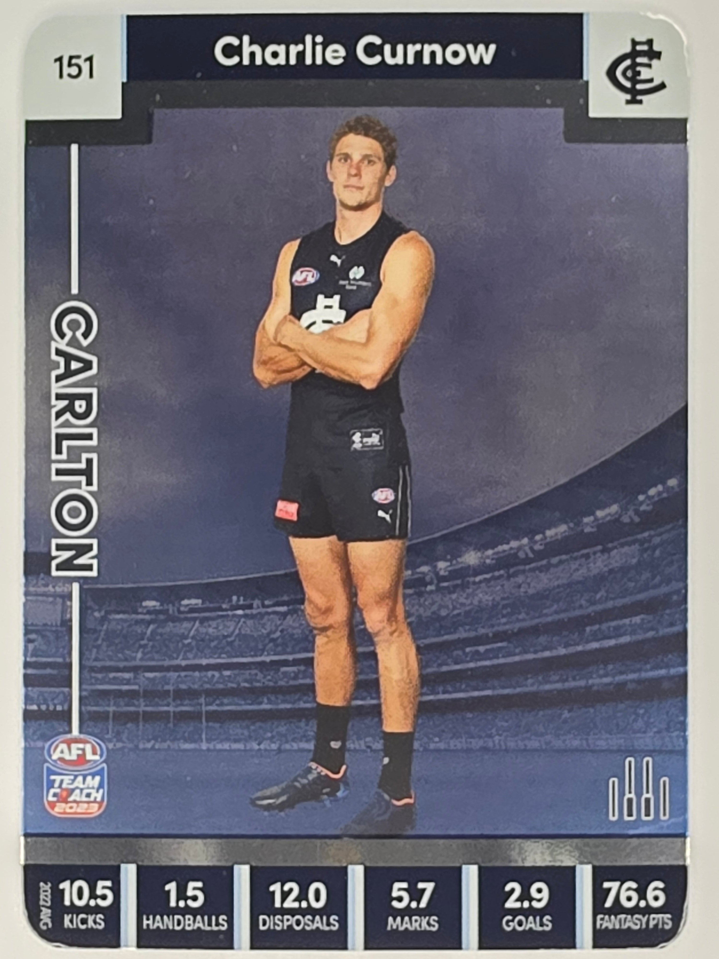 AFL 2023 TeamCoach Silver Parallel #151 Charlie Curnow Carlton Blues