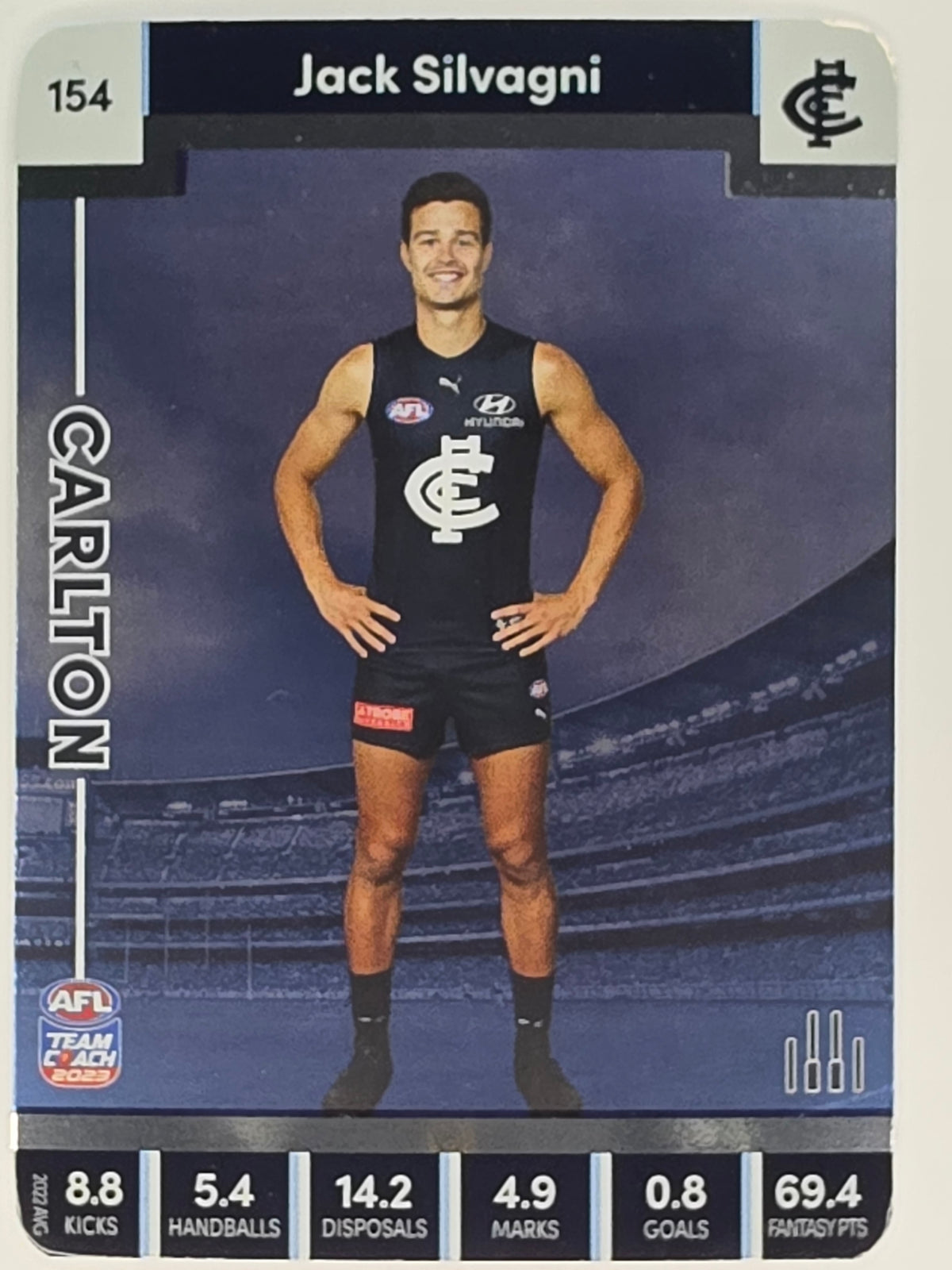 AFL 2023 TeamCoach Silver Parallel #154 Jack Silvagni Carlton Blues