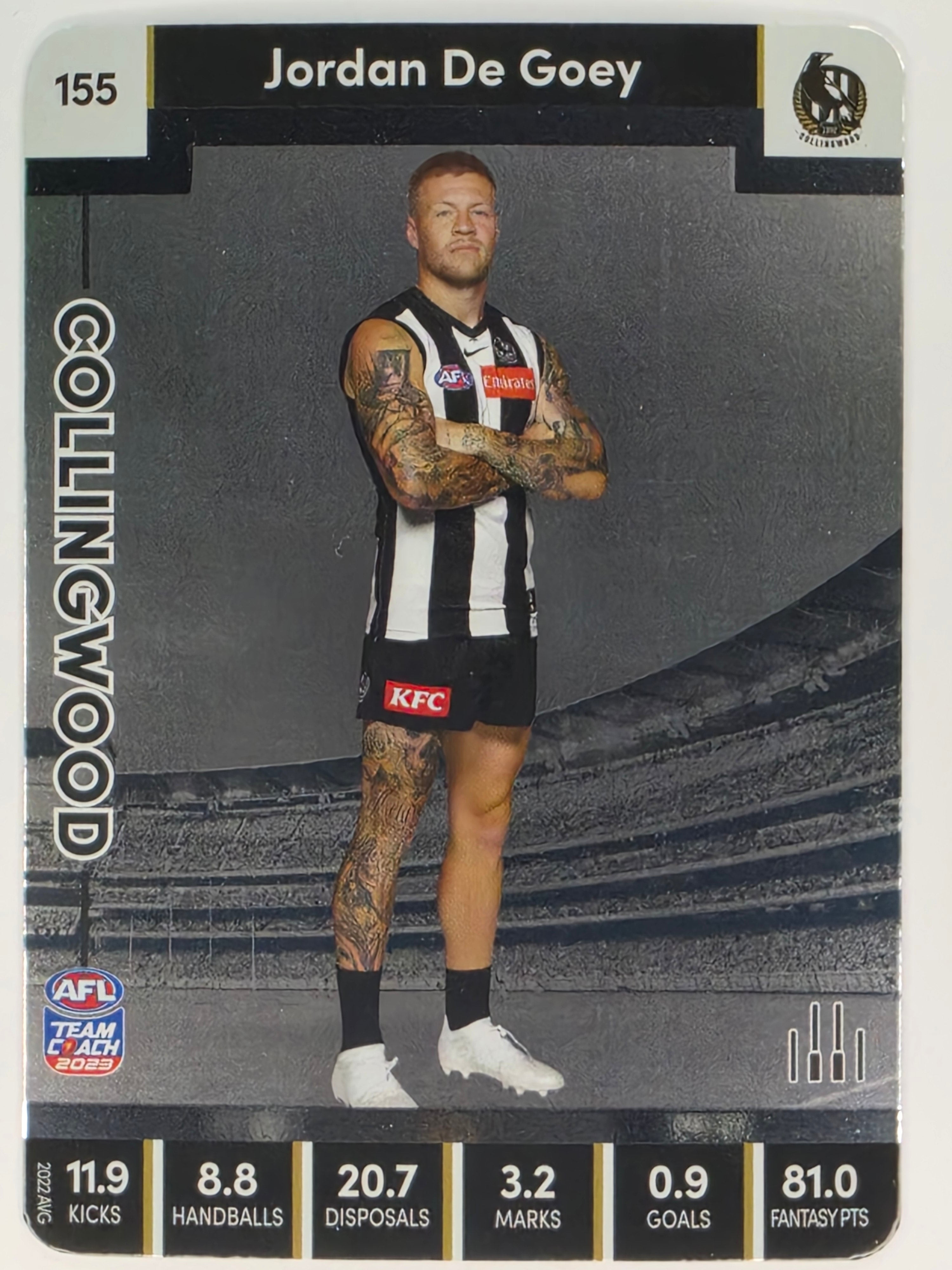 AFL 2023 TeamCoach Silver Parallel #155 Jordan De Goey Collingwood Magpies