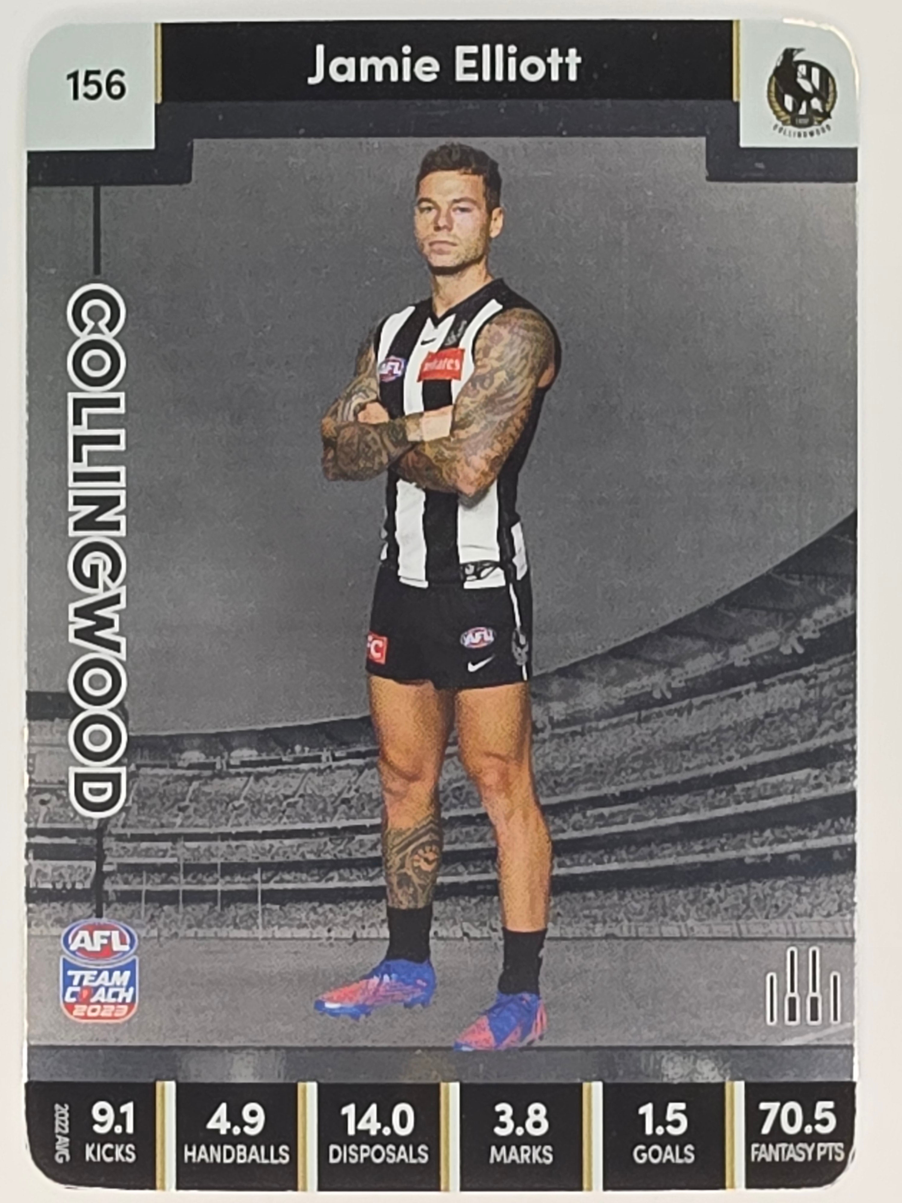 AFL 2023 TeamCoach Silver Parallel #156 Jamie Elliott Collingwood Magpies