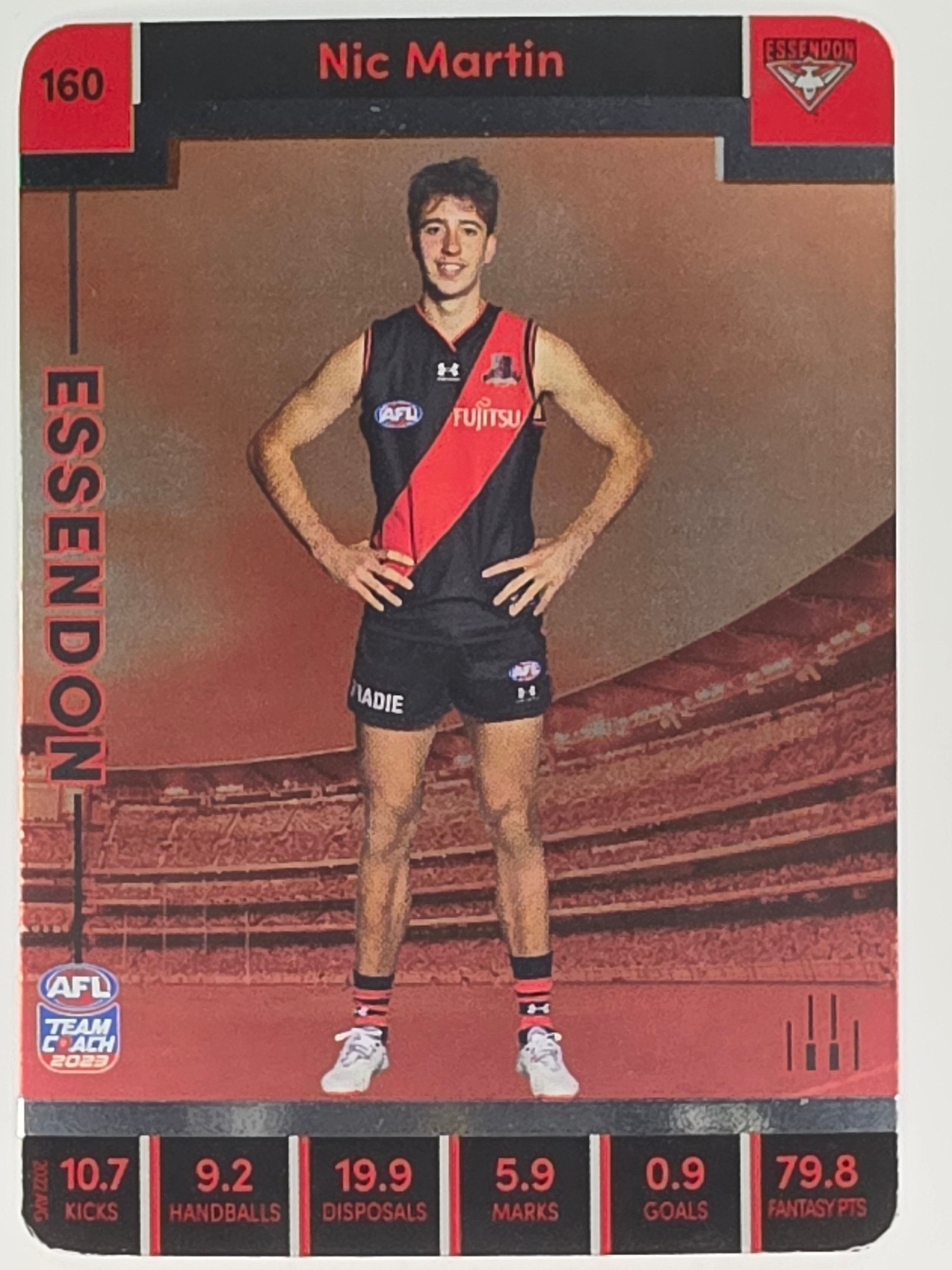 AFL 2023 TeamCoach Silver Parallel #160 Nic Martin Essendon Bombers