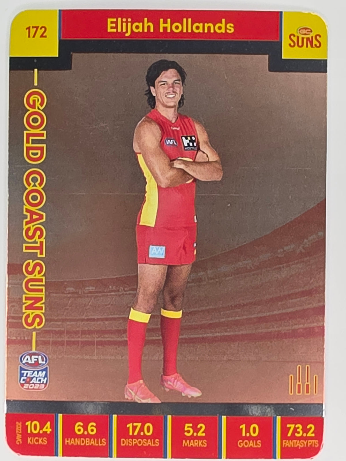 AFL 2023 TeamCoach Silver Parallel #172 Elijah Hollands Gold Coast Suns