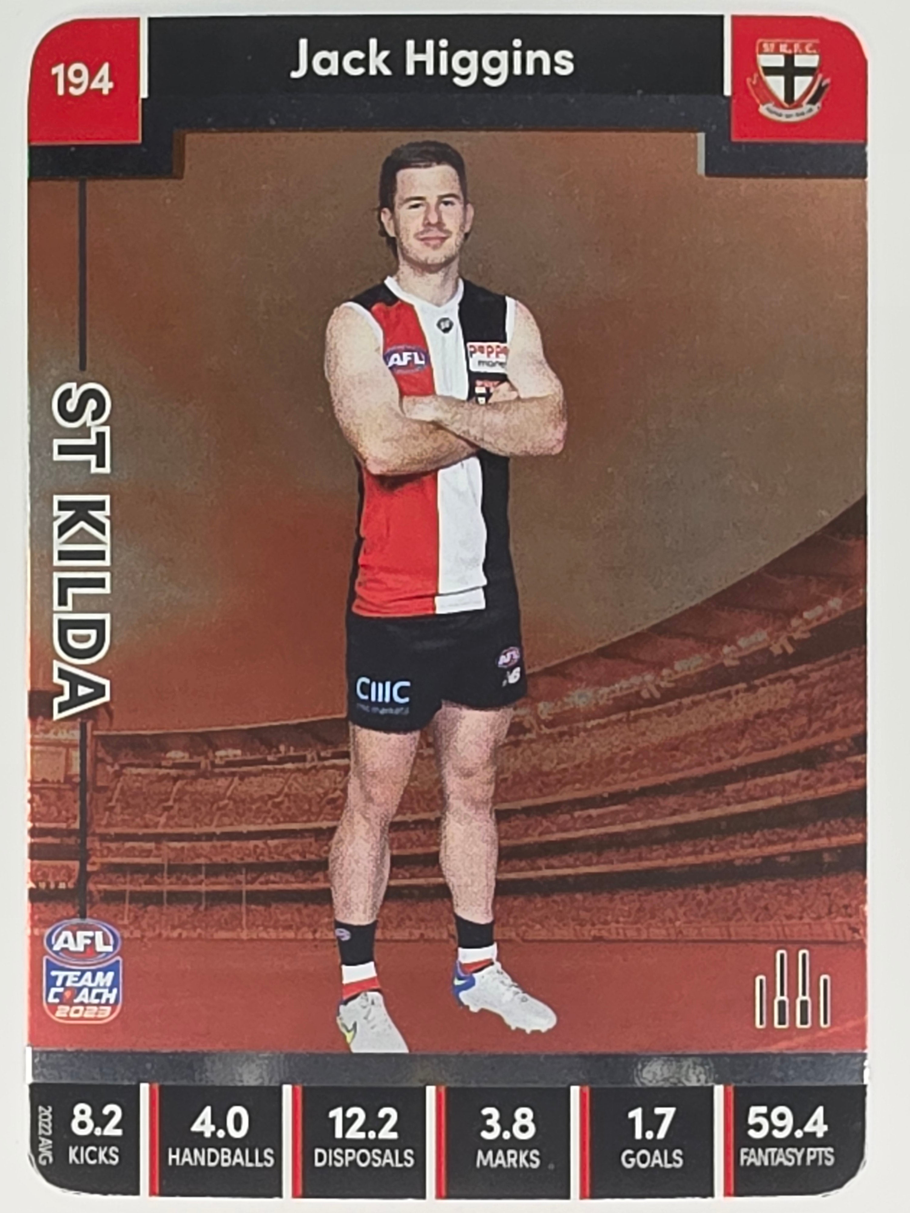 AFL 2023 TeamCoach Silver Parallel #194 Jack Higgins St. Kilda Saints