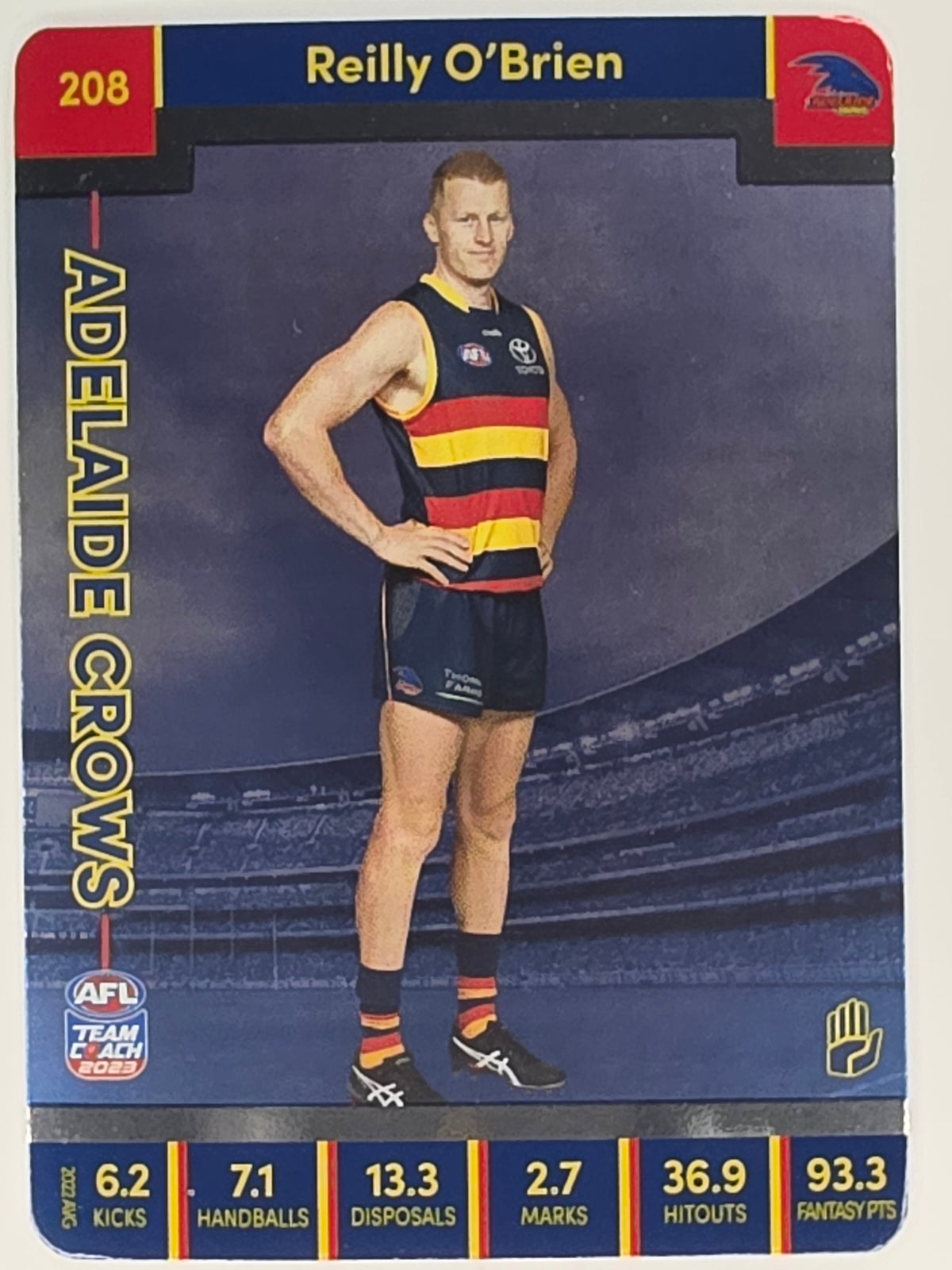AFL 2023 TeamCoach Silver Parallel #208 Reilly O'Brien Adelaide Crows