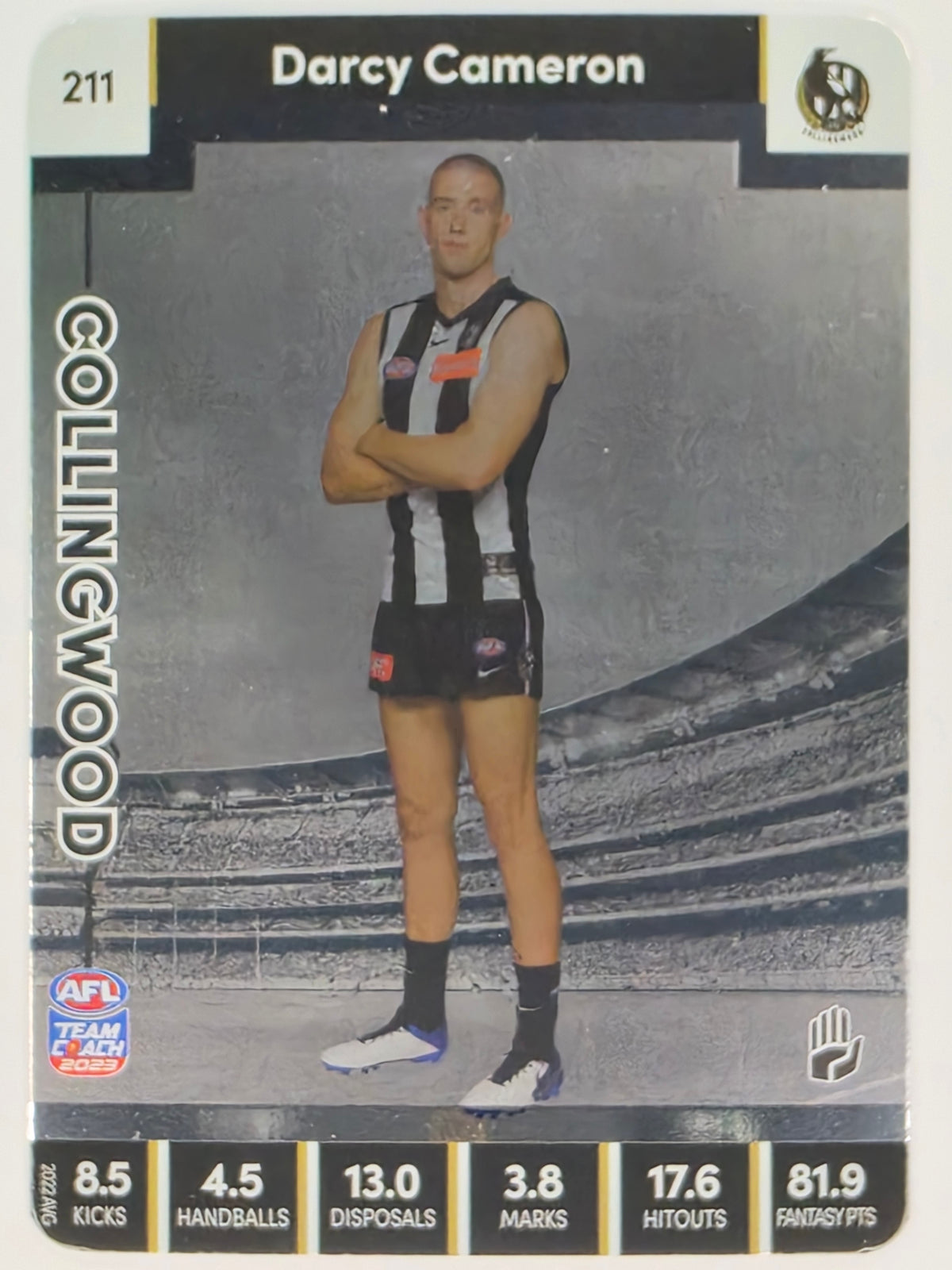 AFL 2023 TeamCoach Silver Parallel #211 Darcy Cameron Collingwood Magpies