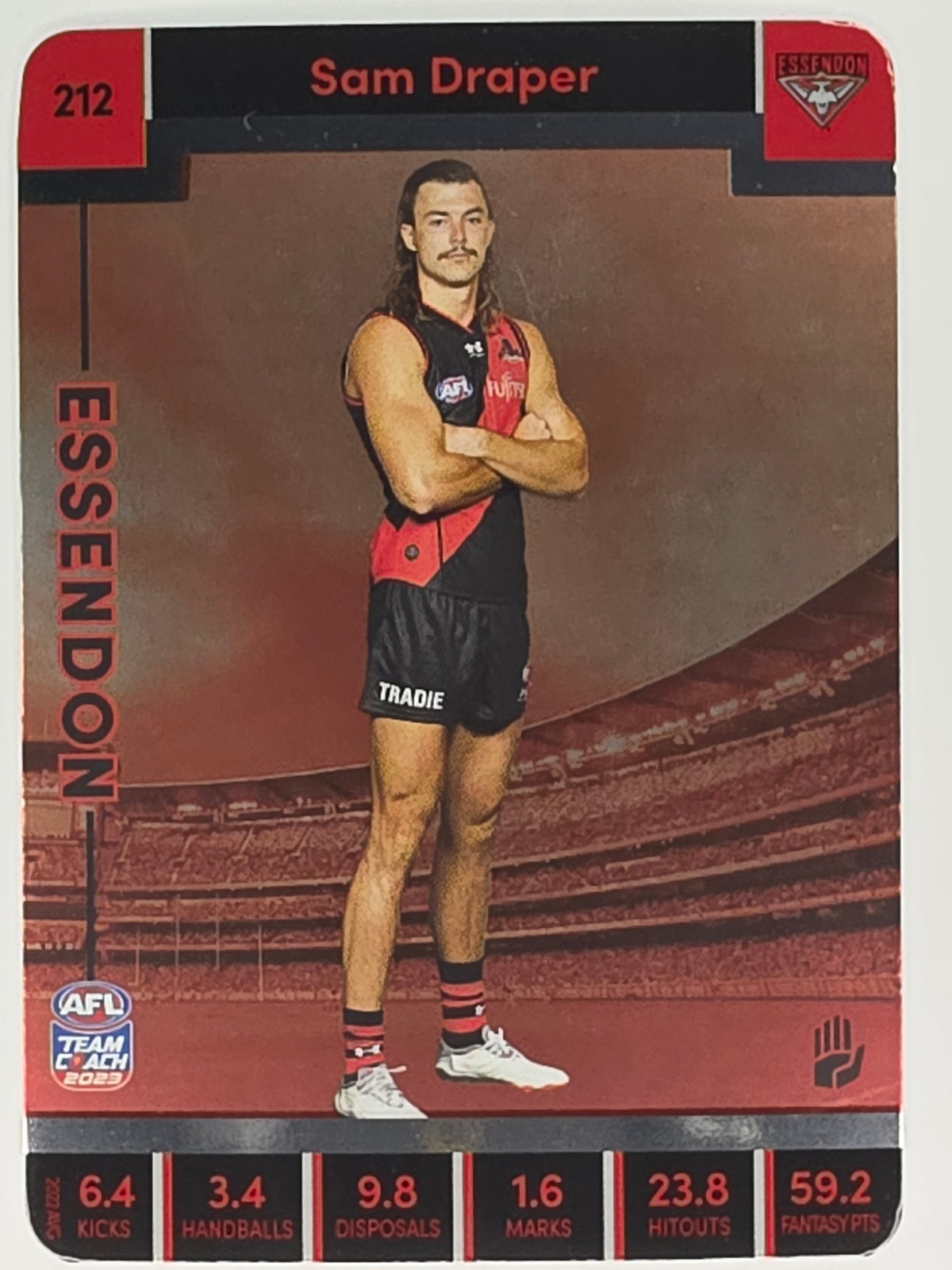 AFL 2023 TeamCoach Silver Parallel #212 Sam Draper Essendon Bombers