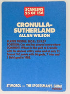 NRL 1989 Scanlens | #25 Allan Wilson | Cronulla Sharks