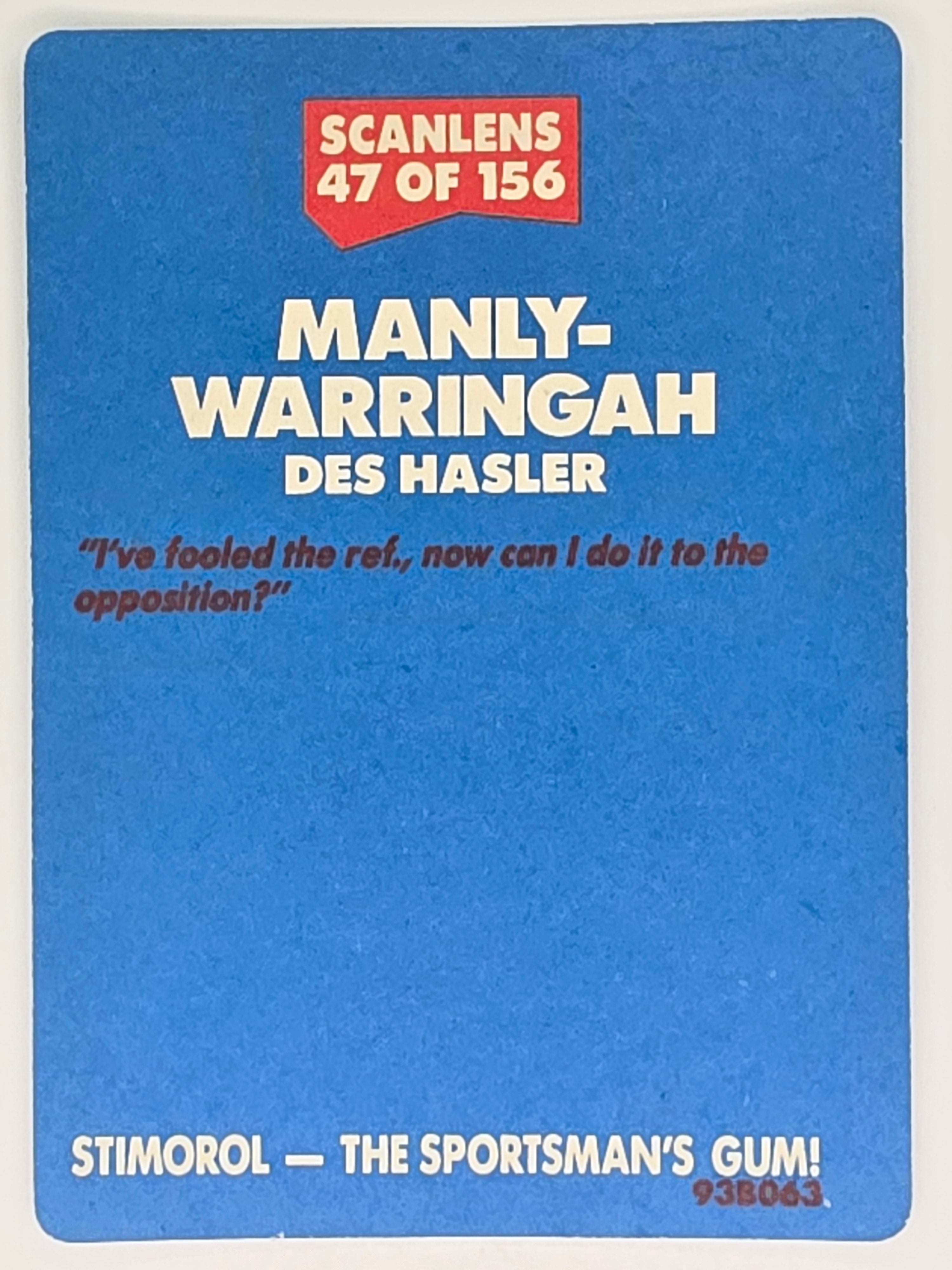 NRL 1989 Scanlens | #47 Des Hasler | Manly Sea Eagles