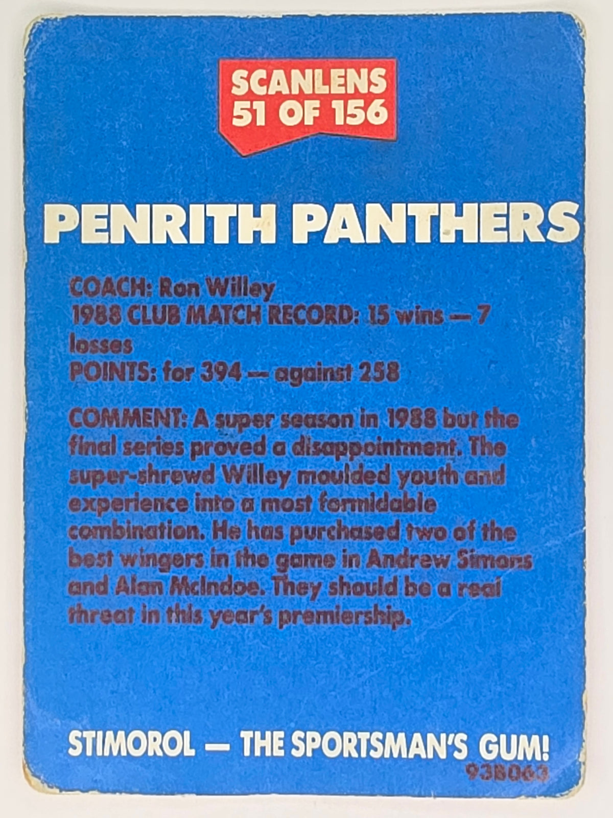 NRL 1989 Scanlens | #51 Penrith Panthers Logo