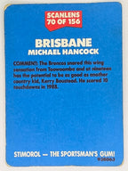 NRL 1989 Scanlens | #70 Michael Hancock | Brisbane Broncos