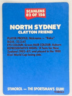 NRL 1989 Scanlens | #82 Clayton Friend | North Sydney Bears