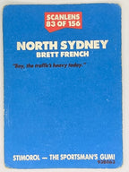 NRL 1989 Scanlens | #83 Brett French | North Sydney Bears