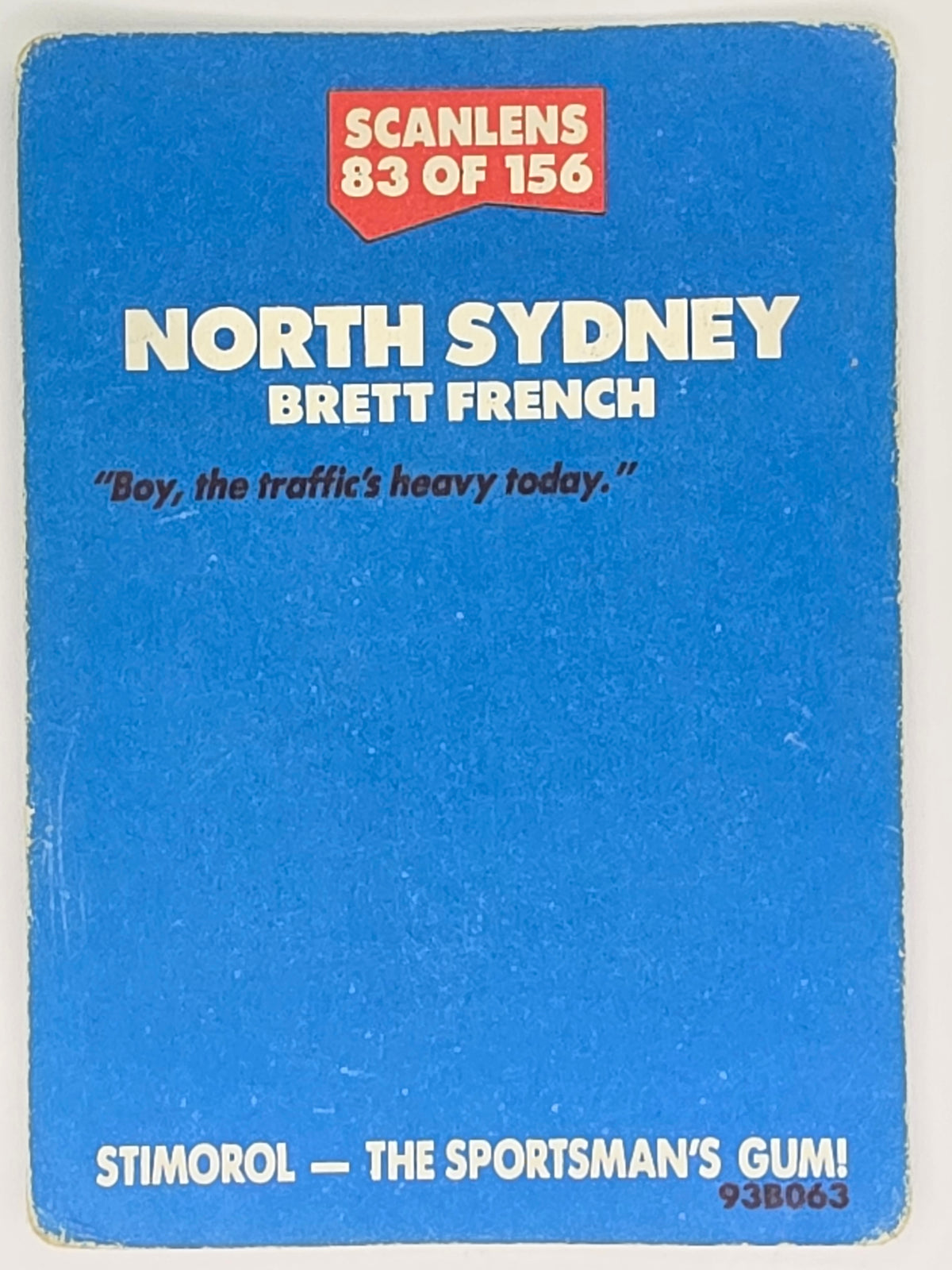 NRL 1989 Scanlens | #83 Brett French | North Sydney Bears