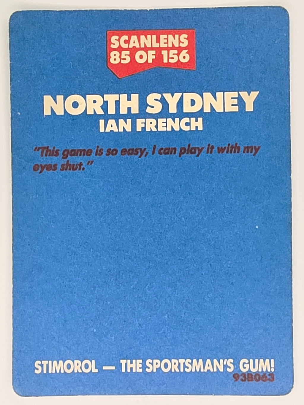 NRL 1989 Scanlens | #85 Ian French | North Sydney Bears (a)