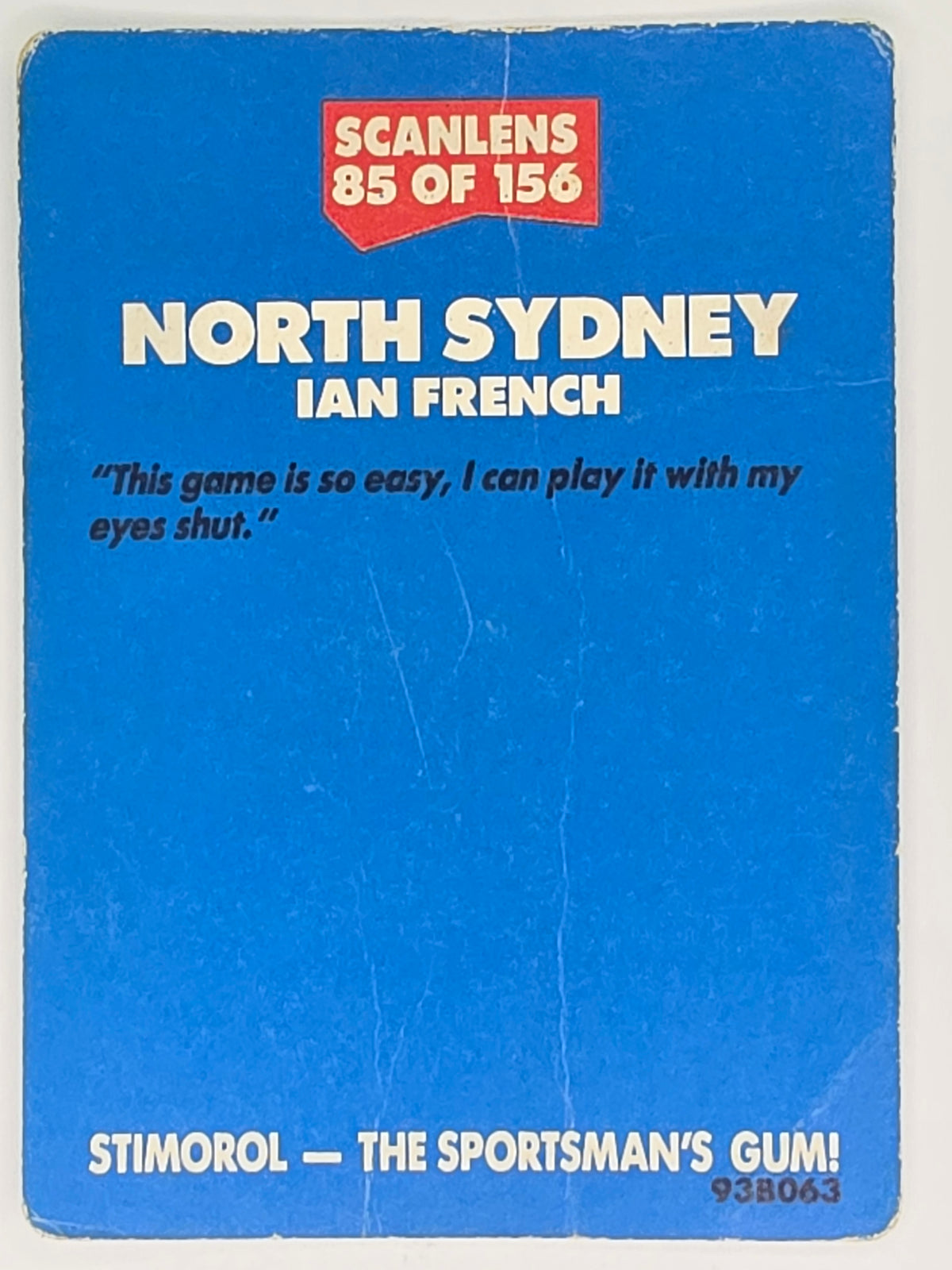 NRL 1989 Scanlens | #85 Ian French | North Sydney Bears (b)