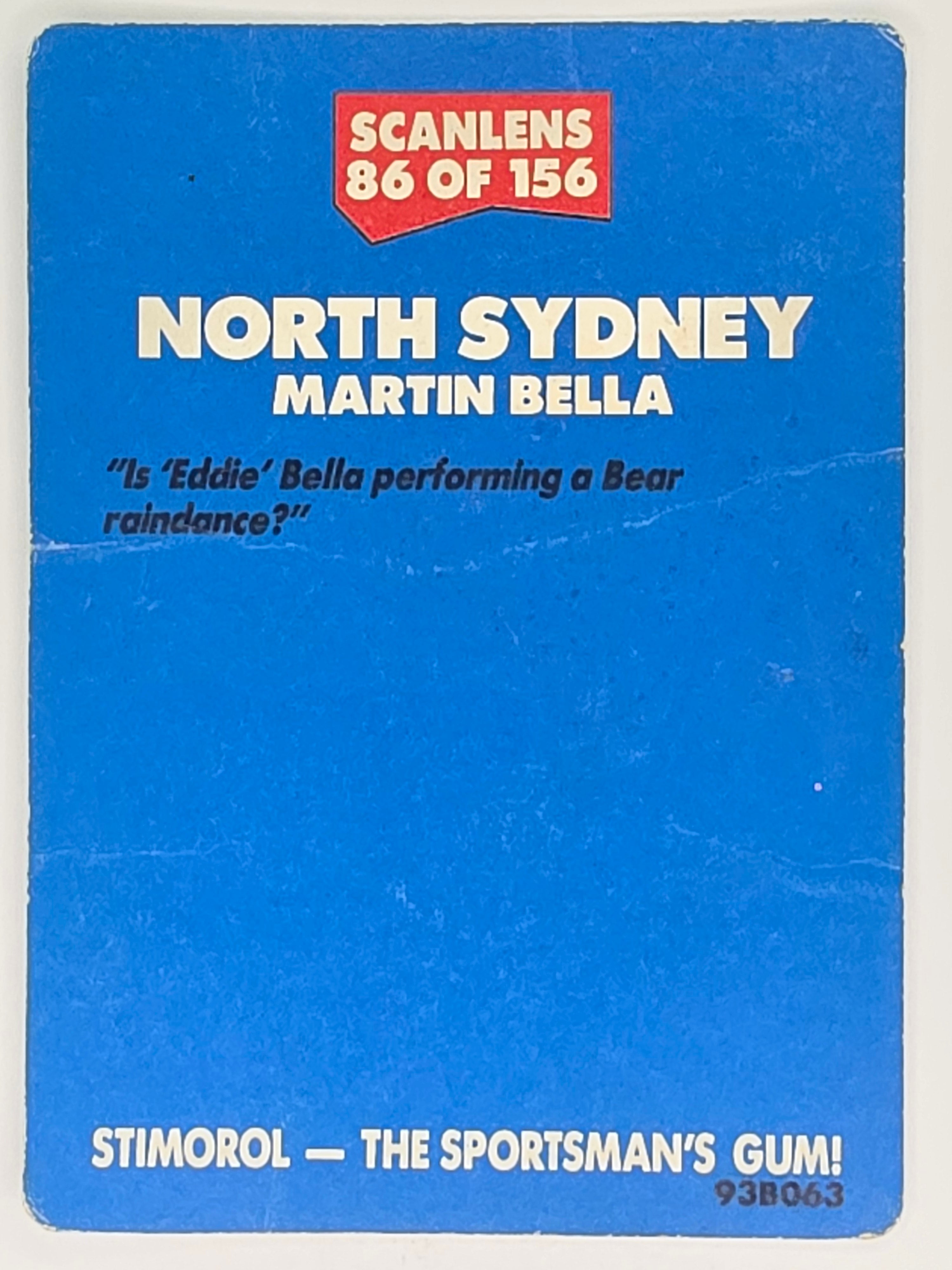 NRL 1989 Scanlens | #86 Martin Bella | North Sydney Bears
