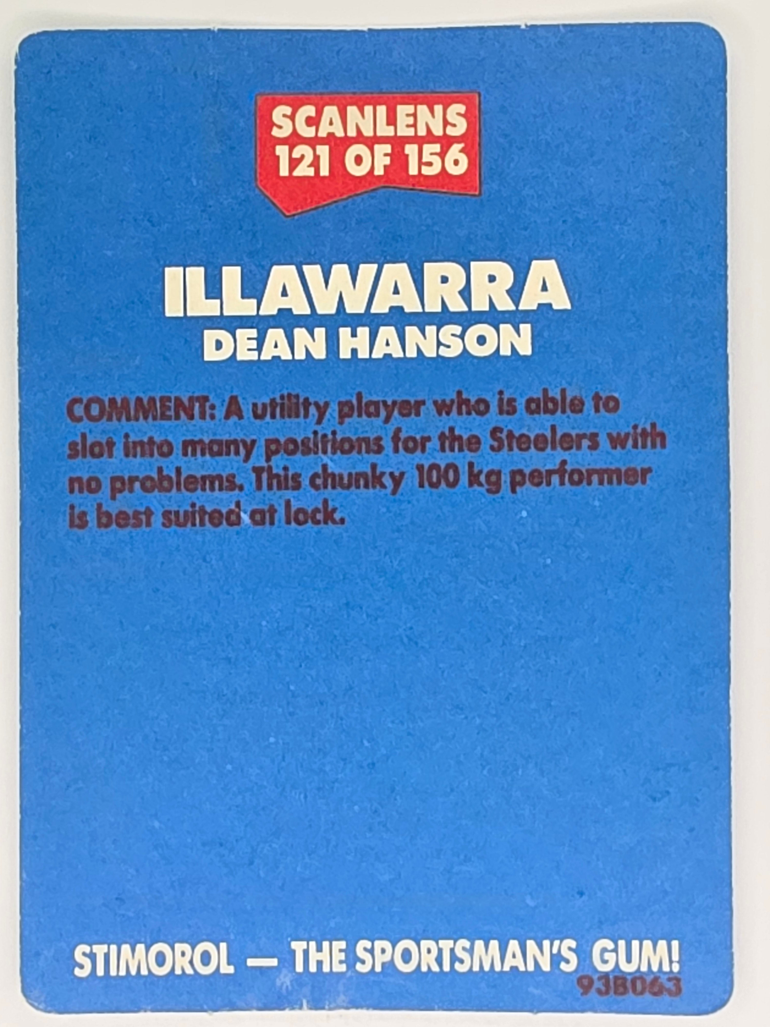 NRL 1989 Scanlens | #121 Dean Hanson | Illawarra Steelers