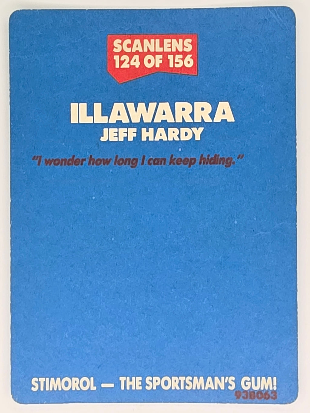 NRL 1989 Scanlens | #124 Jeff Hardy | Illawarra Steelers