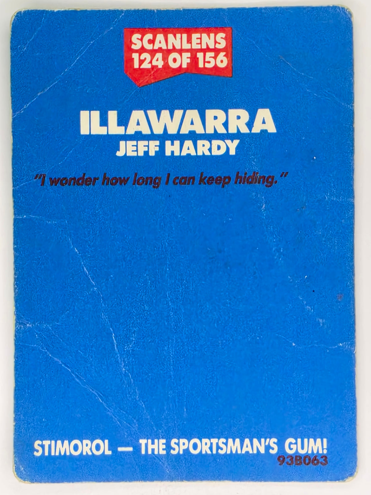 NRL 1989 Scanlens | #124 Jeff Hardy | Illawarra Steelers (a)