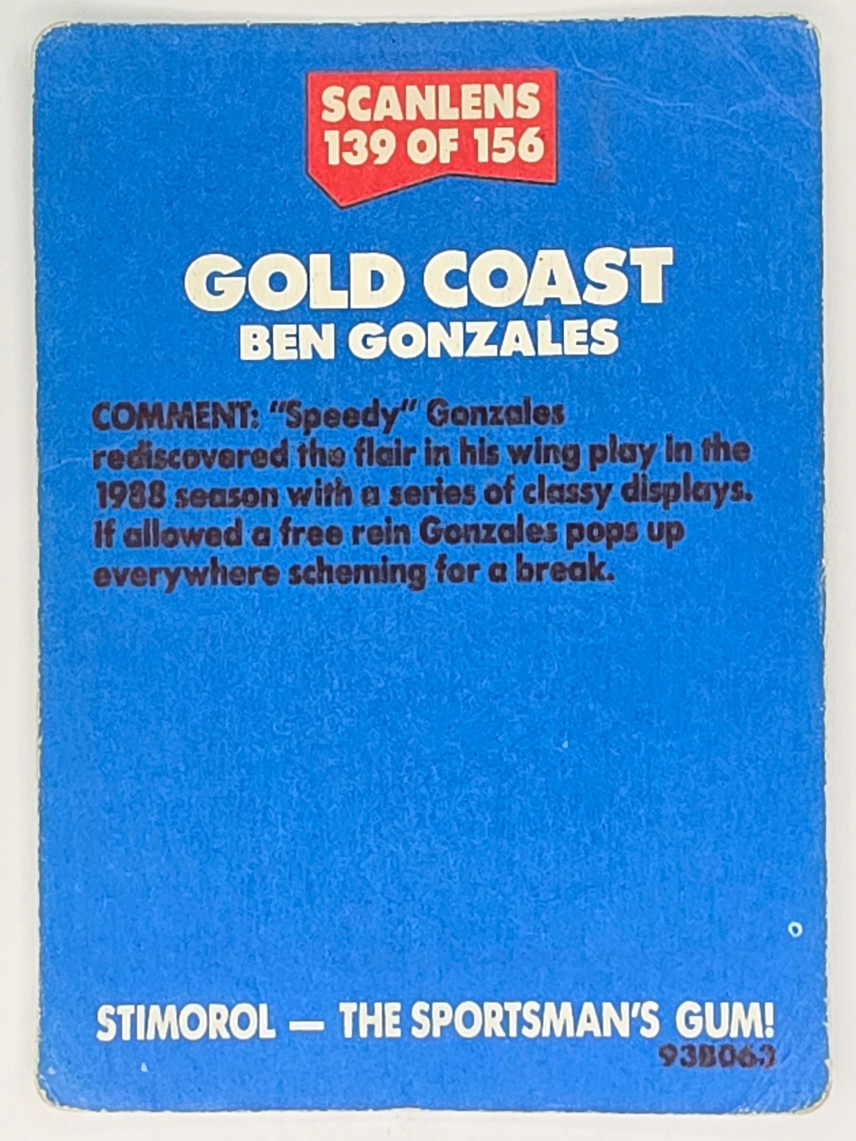 NRL 1989 Scanlens | #139 Ben Gonzales | Gold Coast Giants