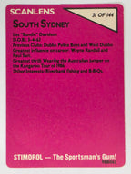 NRL 1988 Scanlens #31 Les Davidson South Sydney Rabbitohs