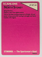 NRL 1988 Scanlens #87 Greg Florimo North Sydney Bears