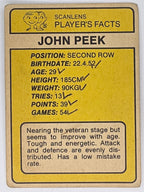 NRL 1981 Scanlens Rugby League #046 John Peek South Sydney Rabbitohs
