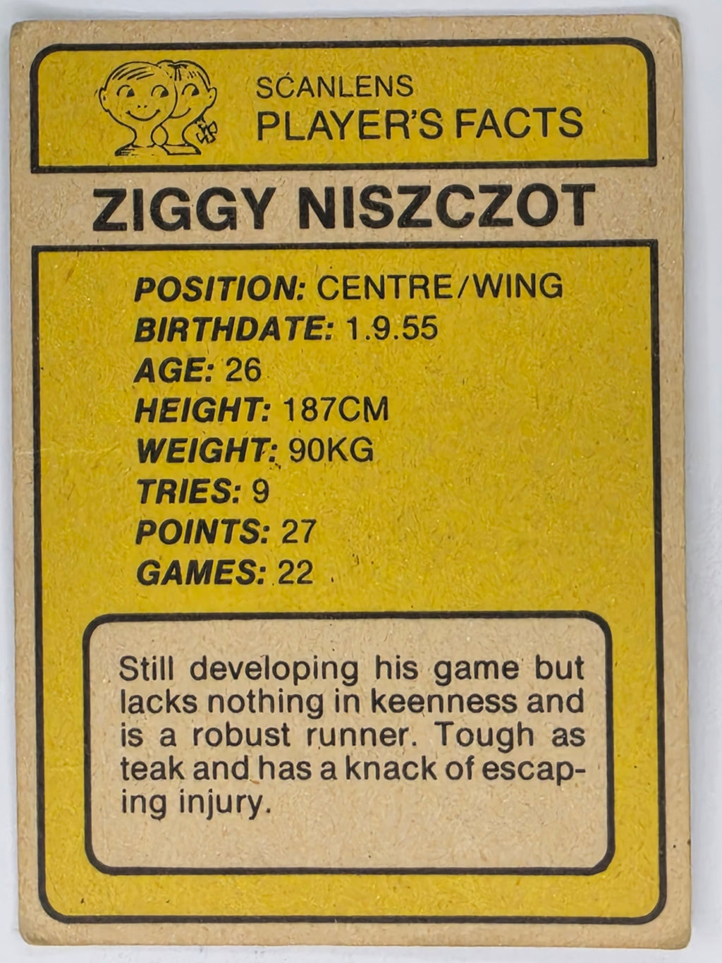 NRL 1981 Scanlens Rugby League #054 Ziggy Niszczot South Sydney Rabbitohs