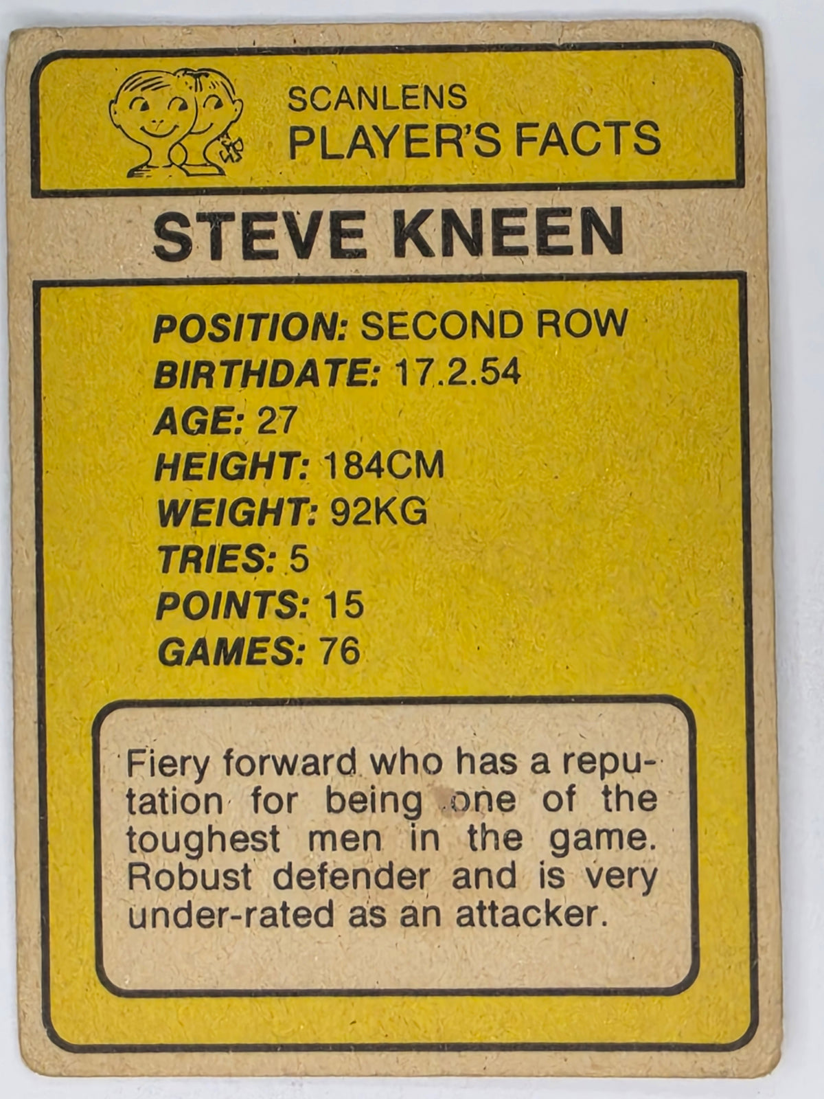 NRL 1981 Scanlens Rugby League #059 Steve Kneen Cronulla Sharks (a)
