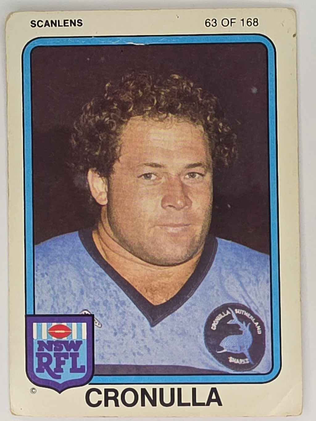 NRL 1981 Scanlens Rugby League #063 Dane Sorensen Cronulla Sharks