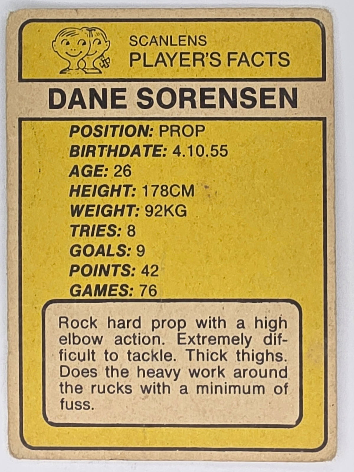 NRL 1981 Scanlens Rugby League #063 Dane Sorensen Cronulla Sharks (a)