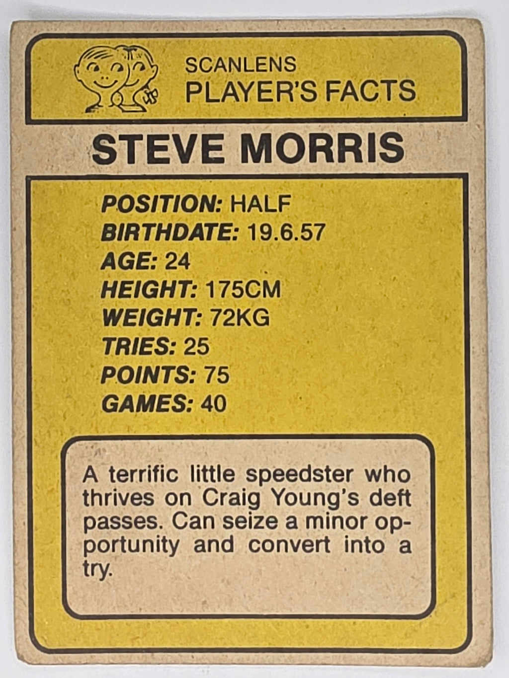 NRL 1981 Scanlens Rugby League #101 Steve Morris St. George Dragons