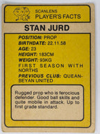 NRL 1981 Scanlens Rugby League #134 Stan Jurd North Sydney Bears