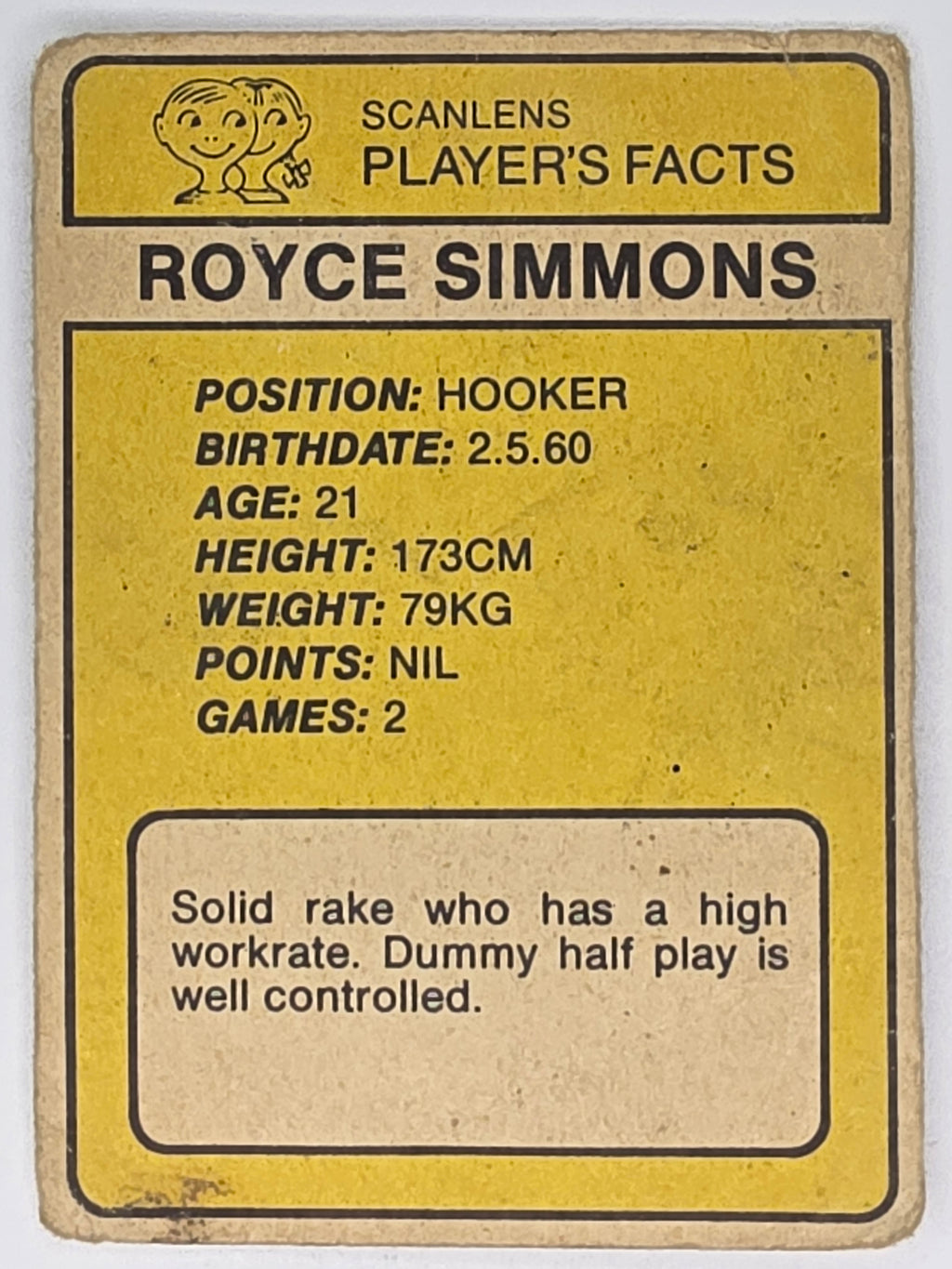 NRL 1981 Scanlens Rugby League #150 Royce Simmons Penrith Panthers