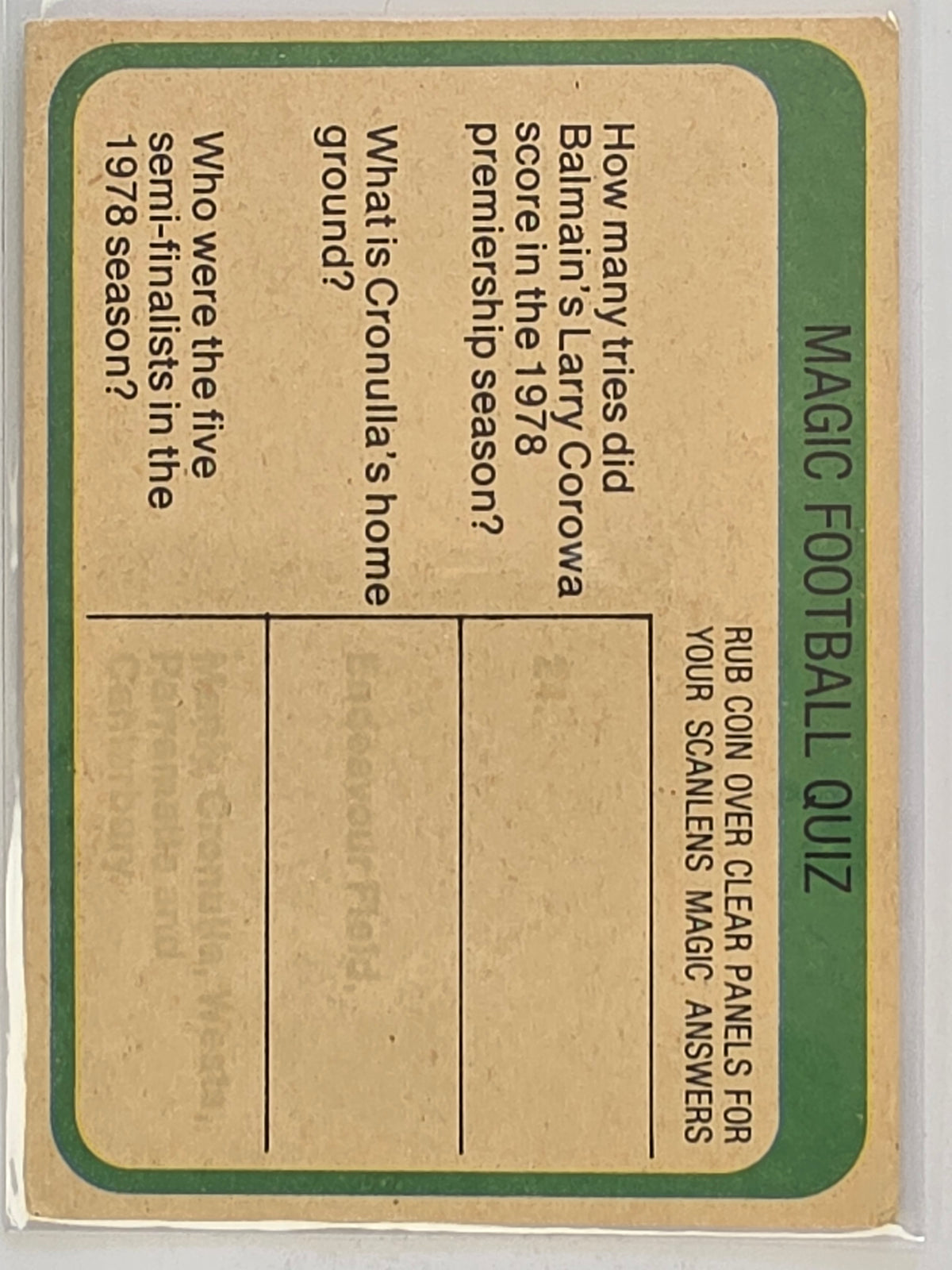NRL 1979 Scanlens Rugby League #007 Robert Stone St. George Dragons