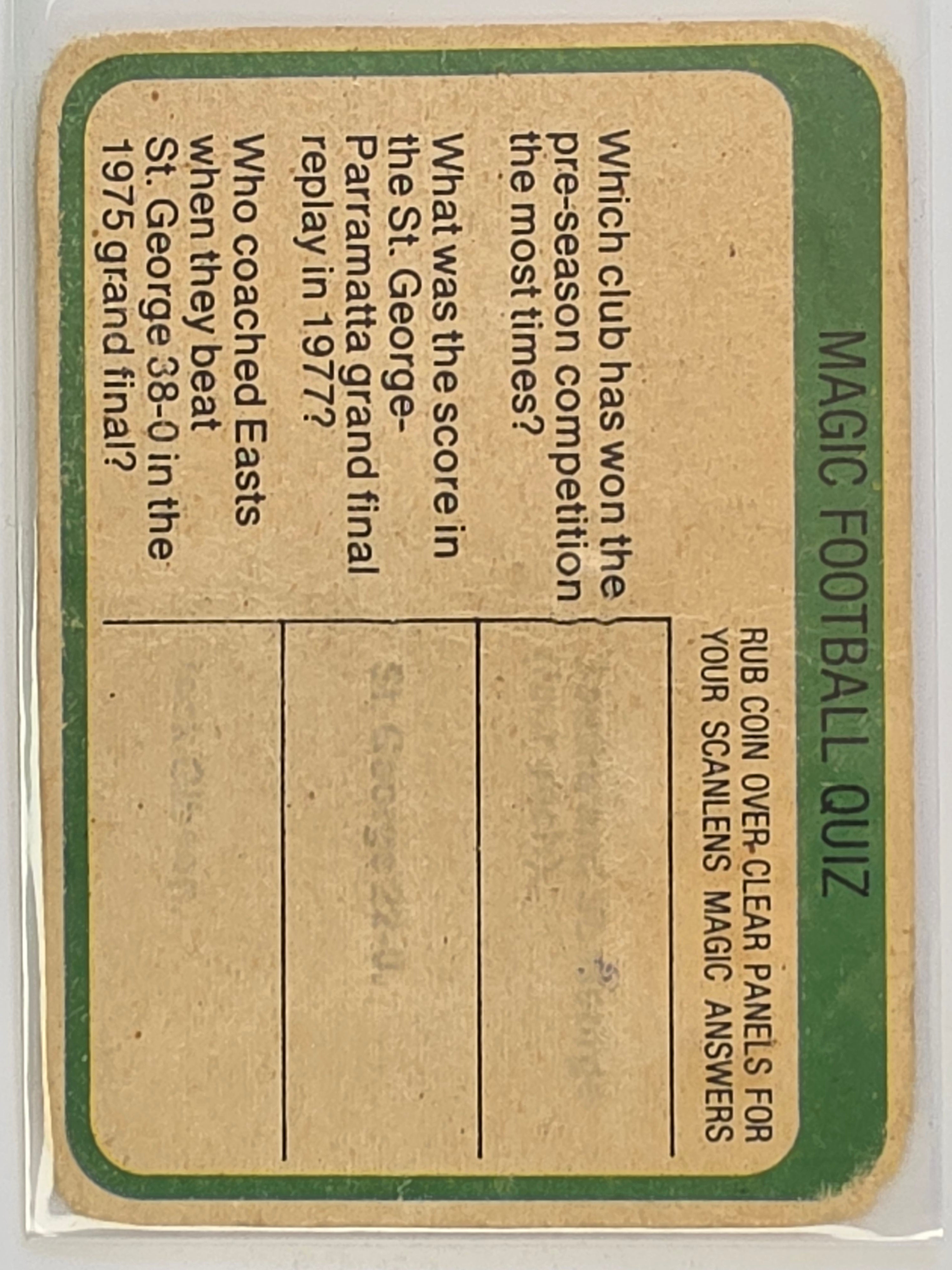 NRL 1979 Scanlens Rugby League #008 Tony Trudgett St. George Dragons