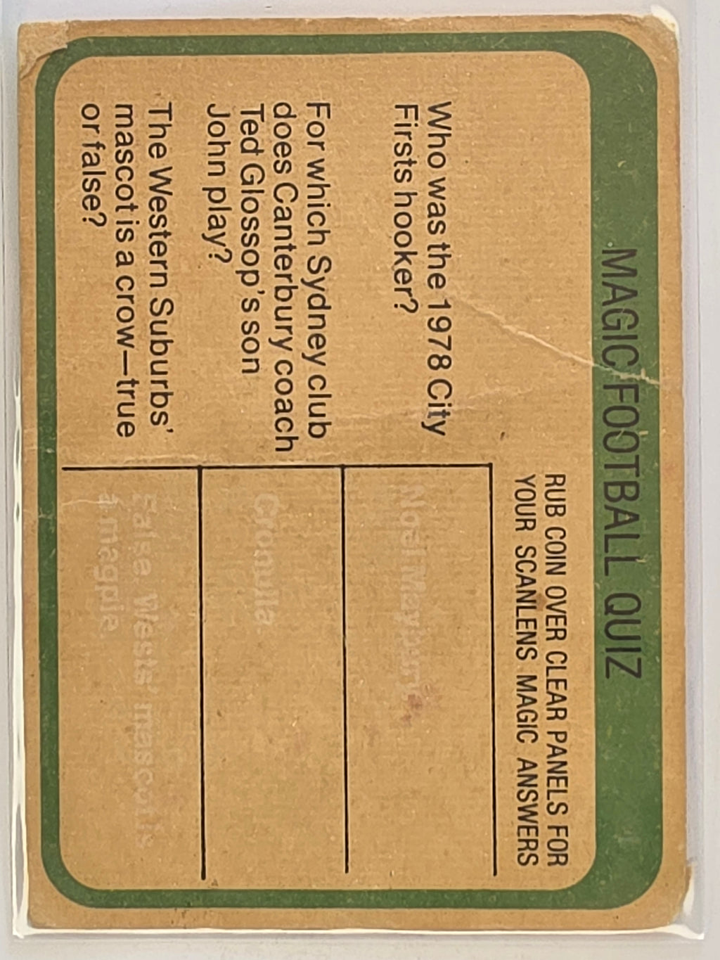 NRL 1979 Scanlens Rugby League #017 John Adam North Sydney Bears