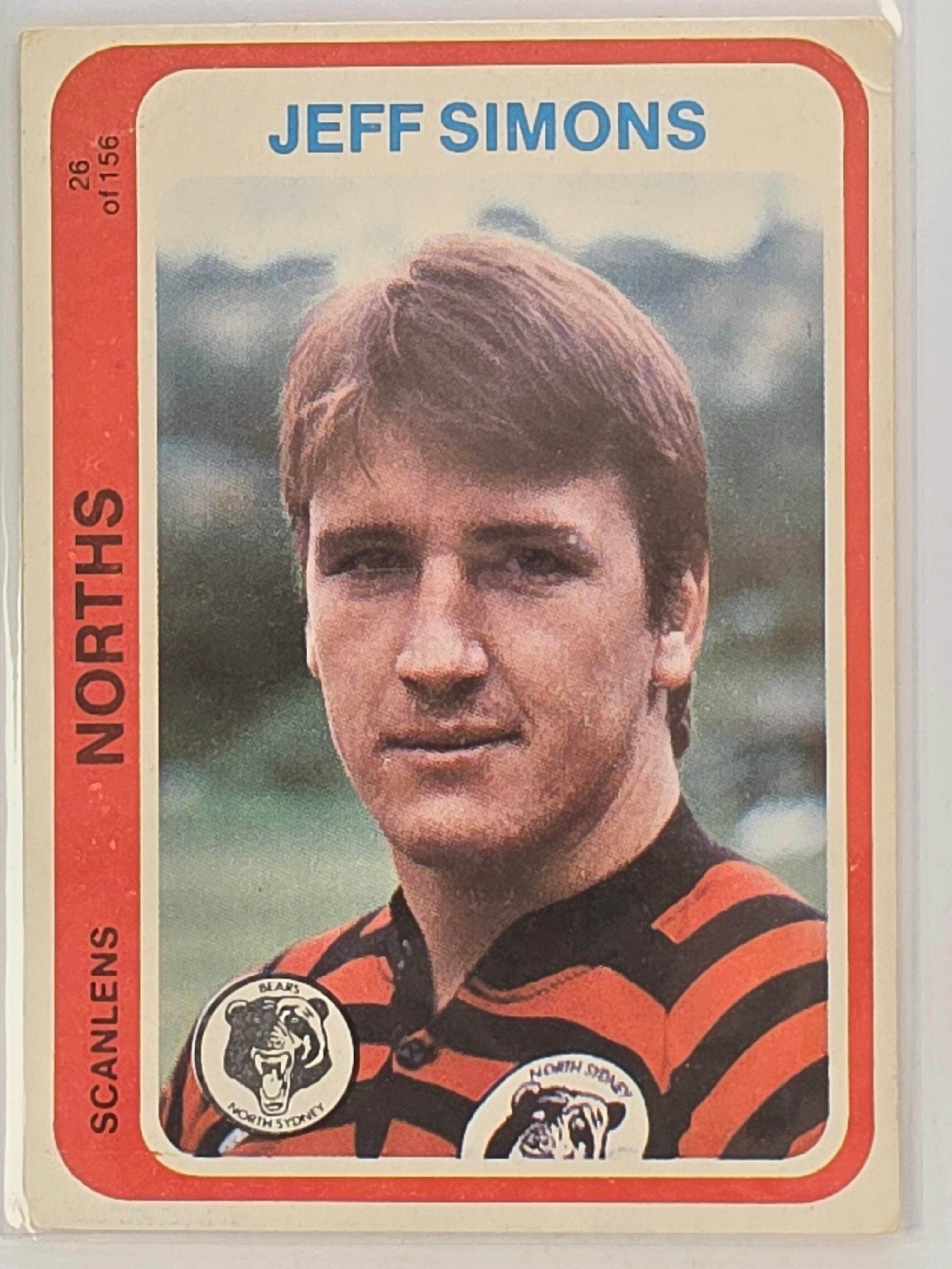NRL 1979 Scanlens Rugby League #026 Jeff Simons North Sydney Bears