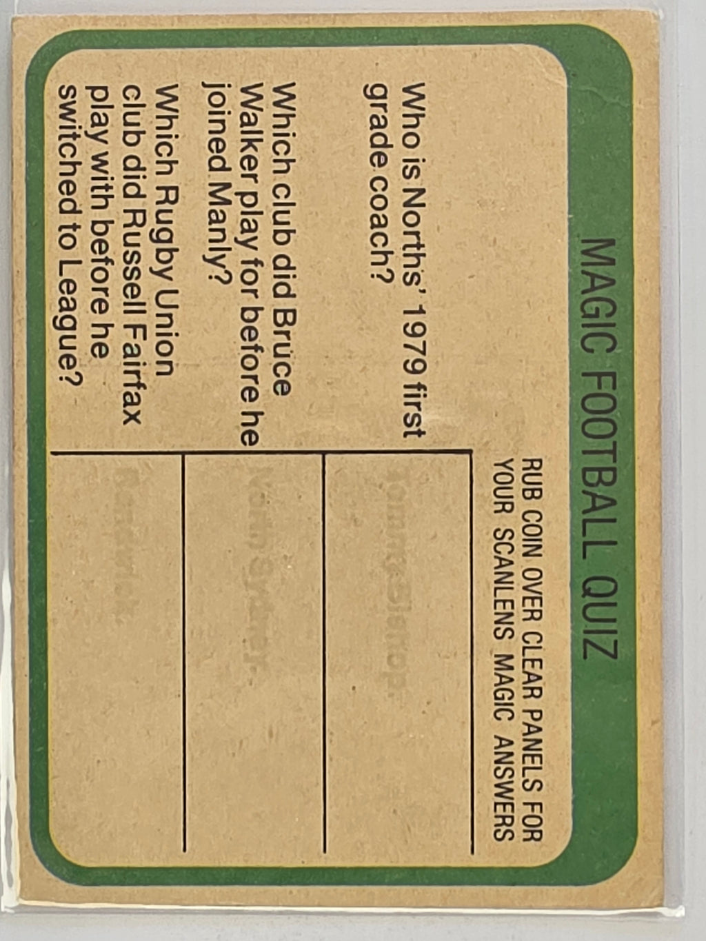 NRL 1979 Scanlens Rugby League #026 Jeff Simons North Sydney Bears