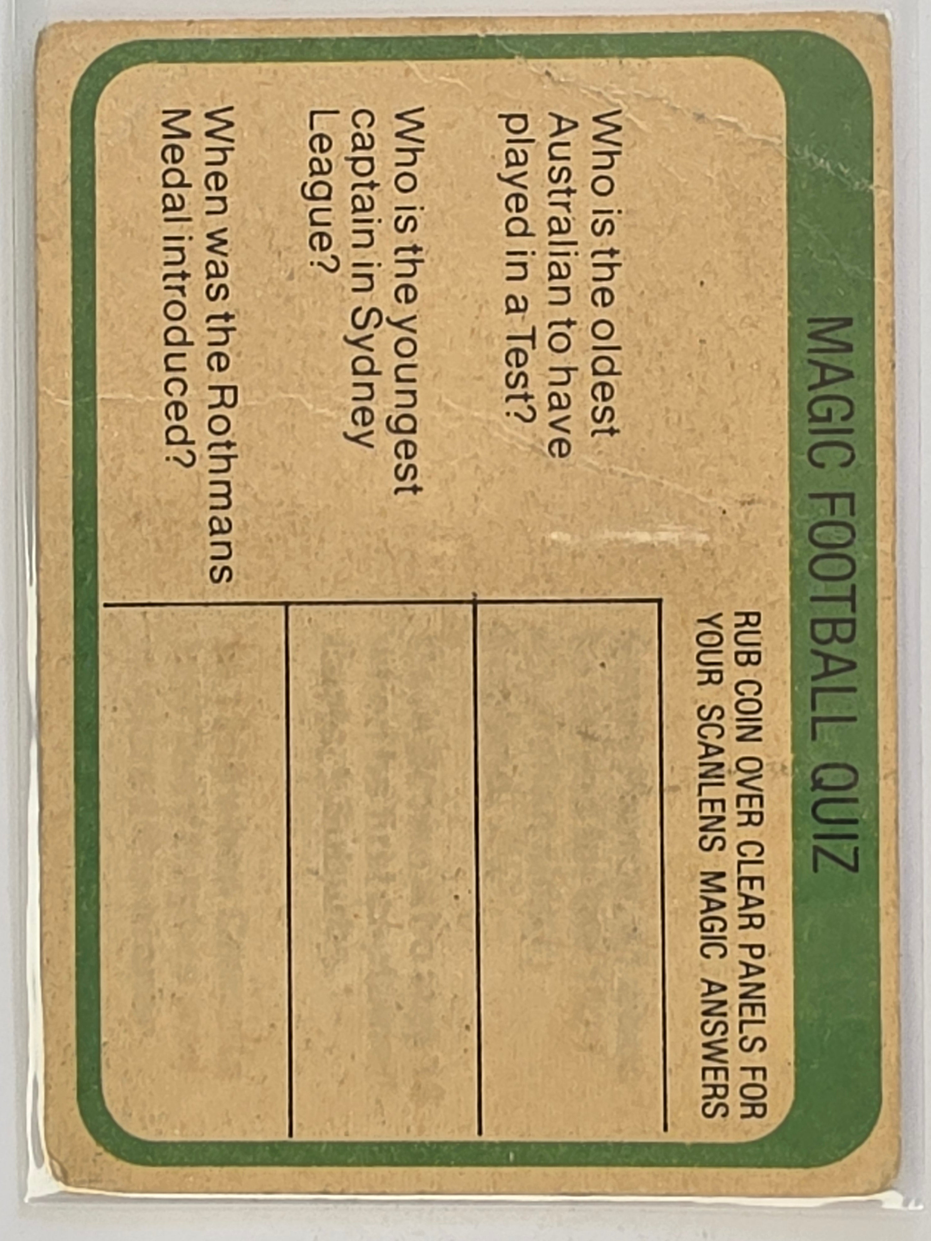 NRL 1979 Scanlens Rugby League #121 Kurt Sorensen Cronulla Sharks