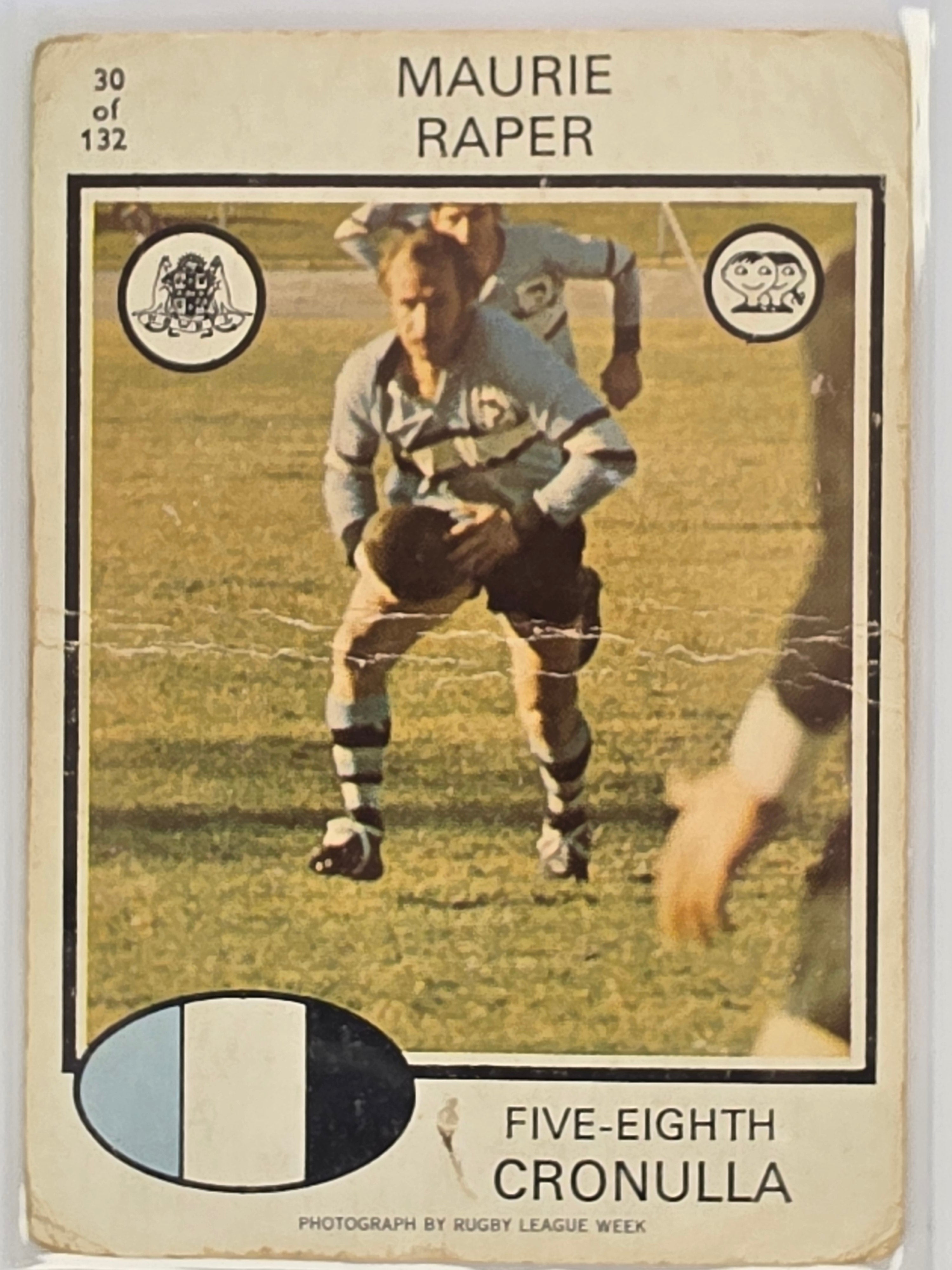 NRL 1975 Scanlens Rugby League #30 Maurie Raper Cronulla Sharks