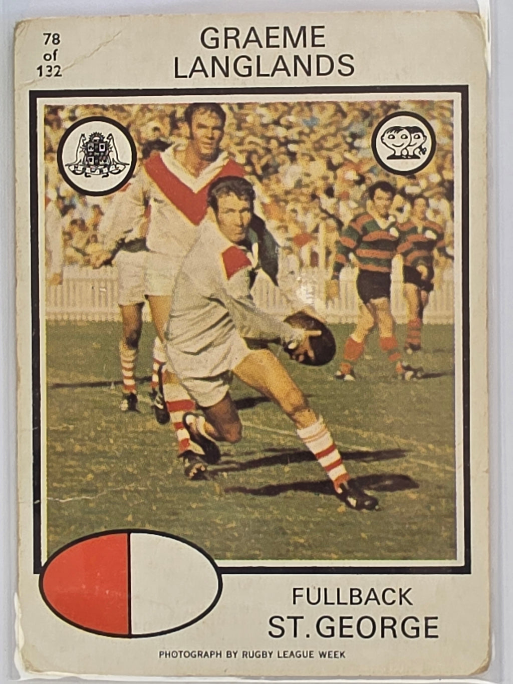 NRL 1975 Scanlens Rugby League #78 Graeme Langlands St George Dragons