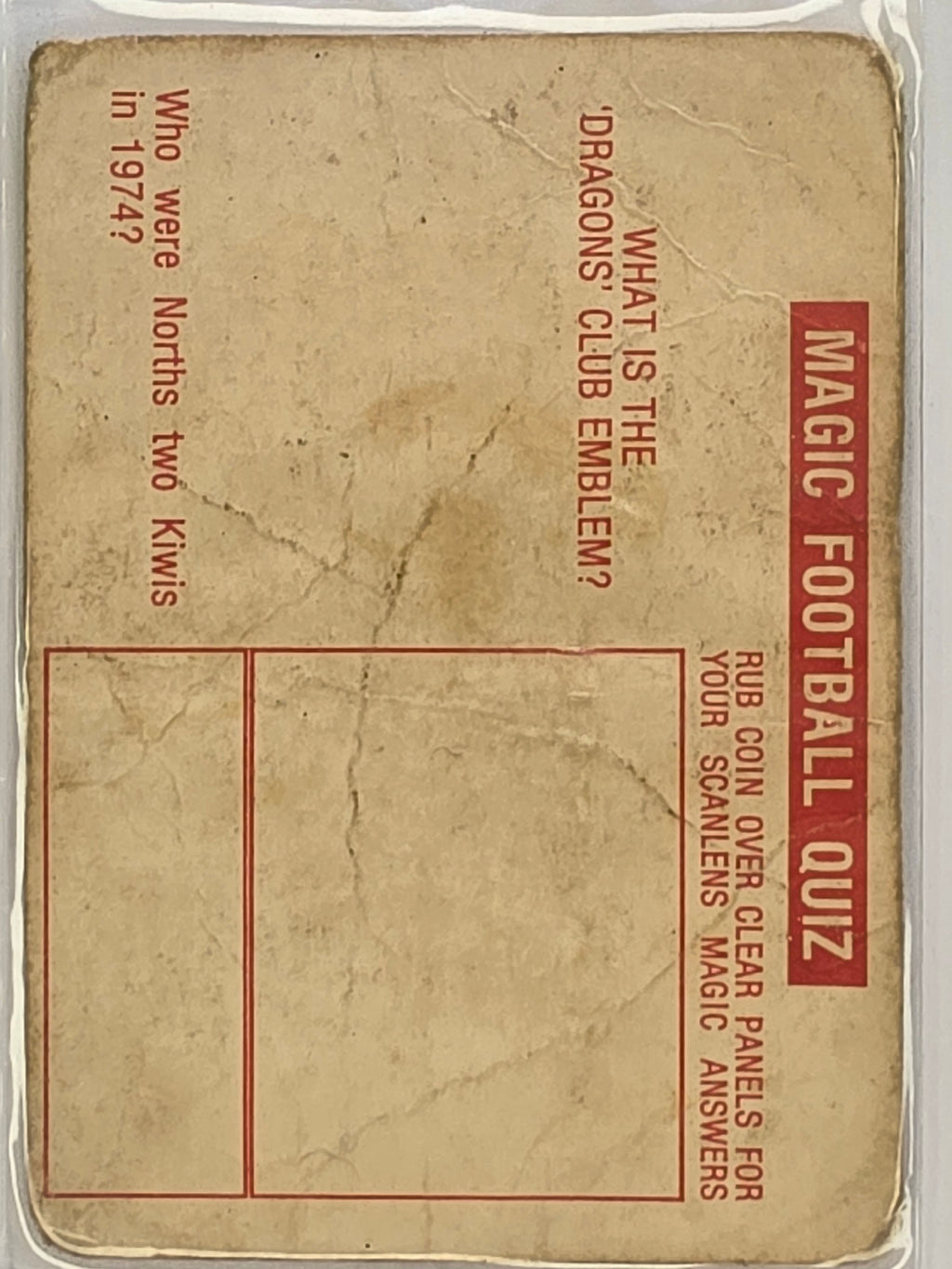 NRL 1975 Scanlens Rugby League St George Dragons Checklist