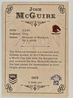 NRL 2018 Glory Base Card #003 Josh McGuire Brisbane Broncos