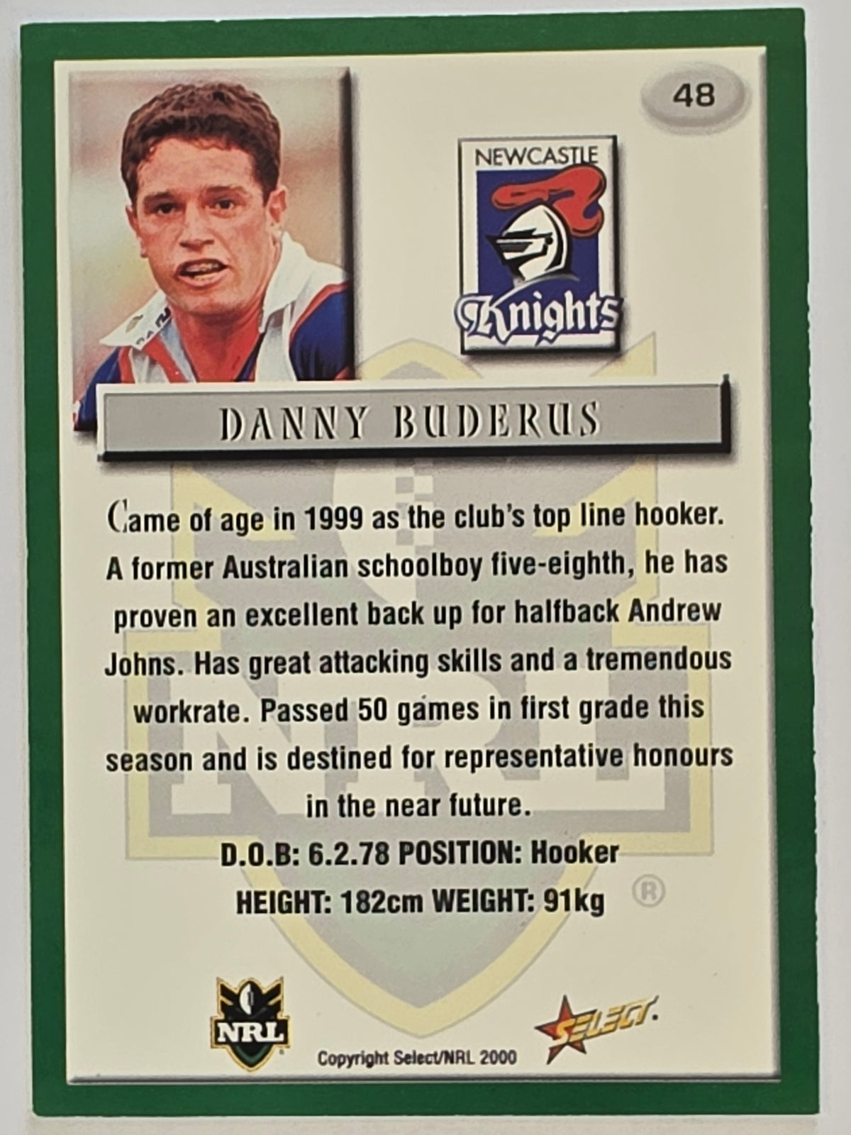 NRL 2000 Impact #048 Danny Buderus Newcastle Knights