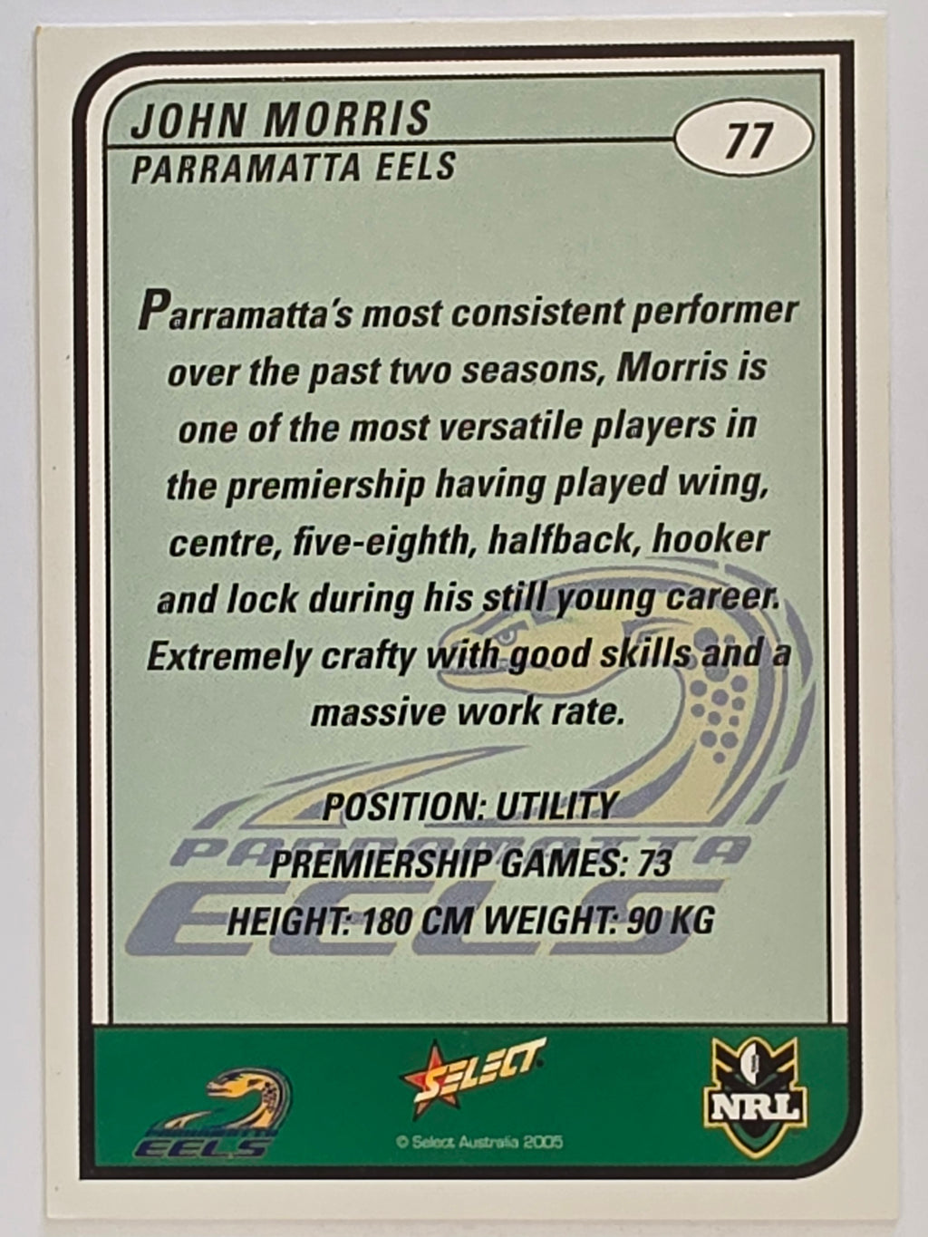 NRL 2005 Tradition  #077 John Morris Parramatta Eels
