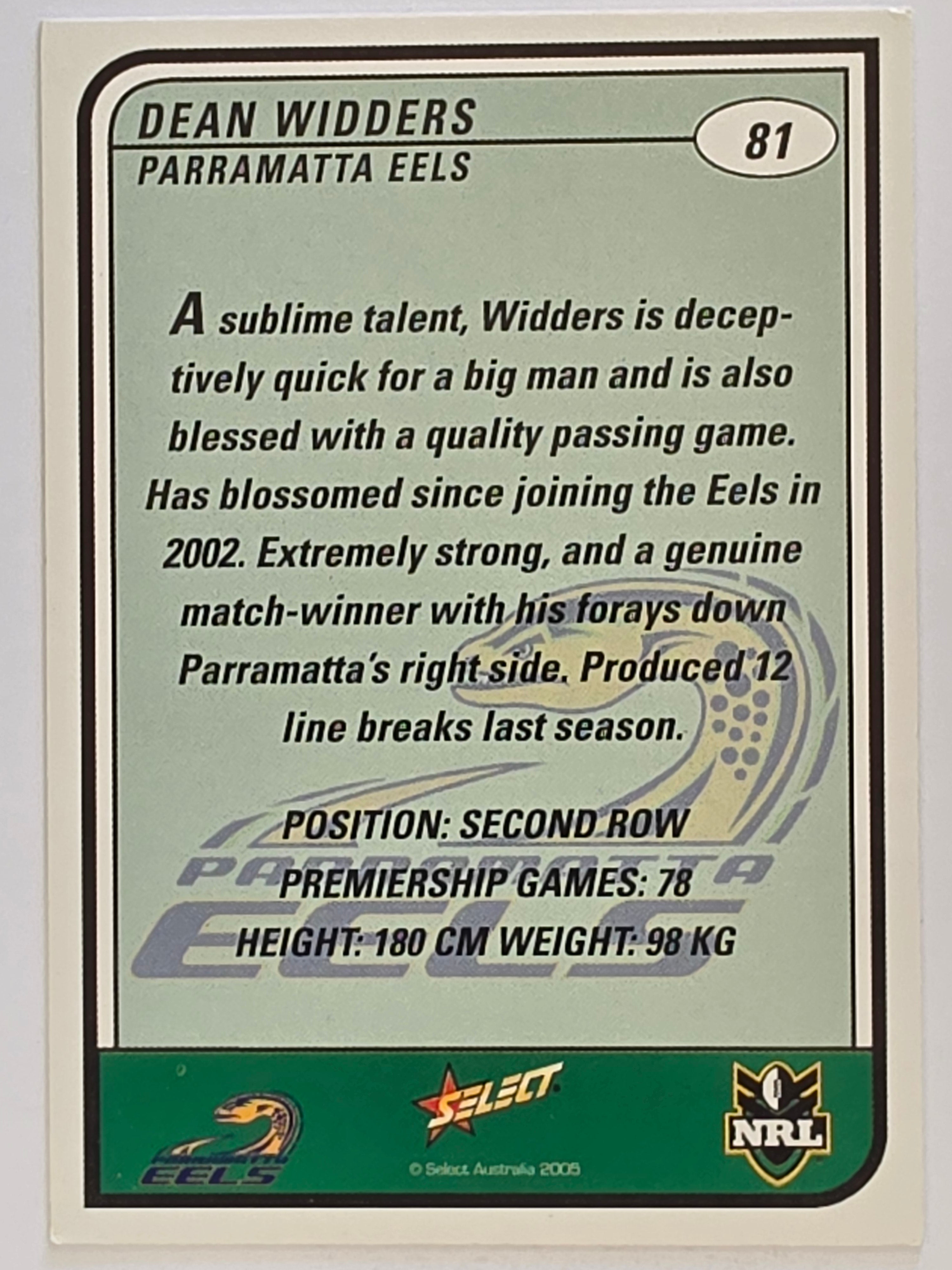 NRL 2005 Tradition  #081 Dean Widders Parramatta Eels