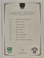 NRL 2019 Elite Base Card #127 Checklist New Zealand Warriors